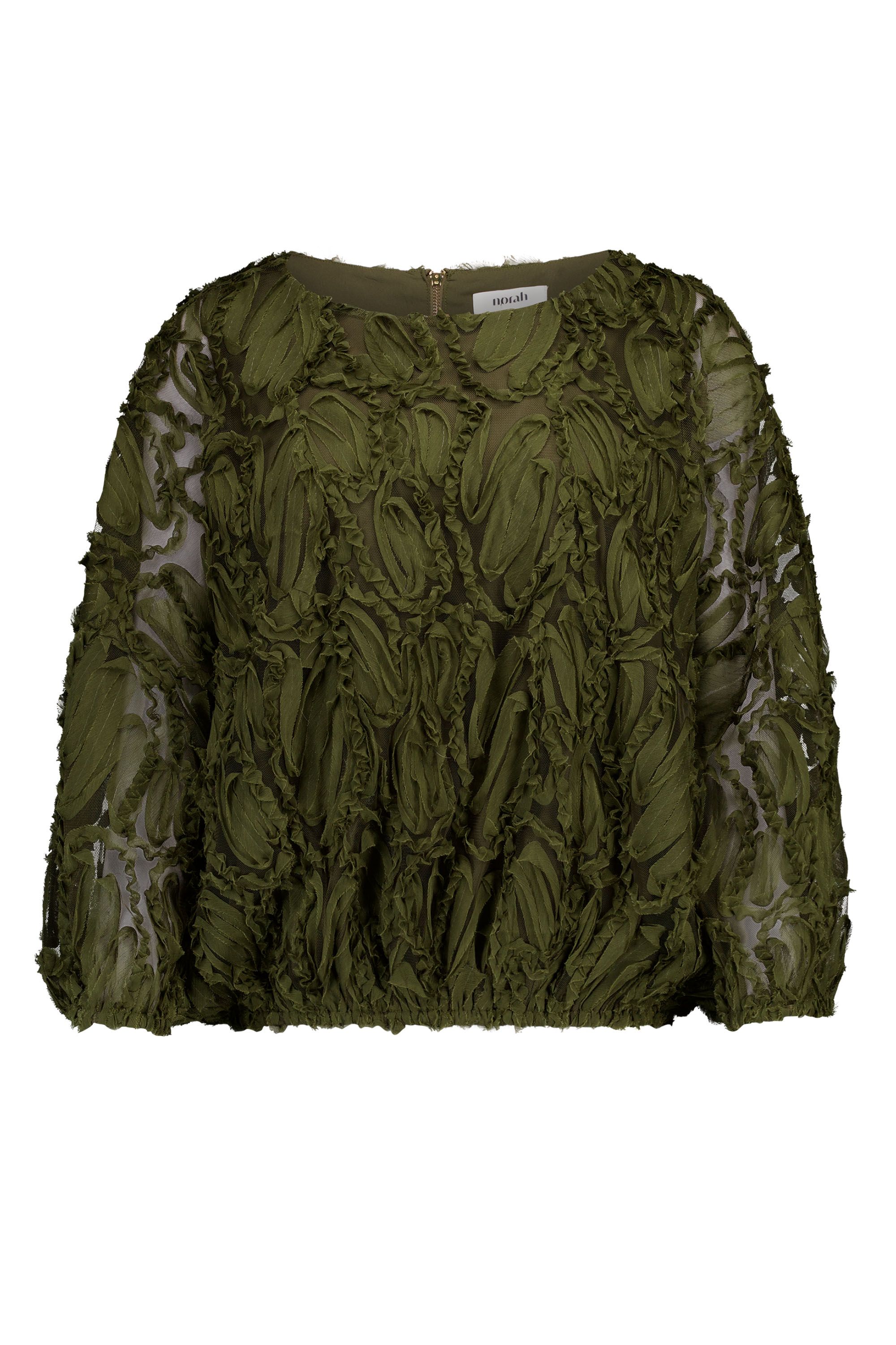 Norah Groene blouse met mesh dark olive 219177-598