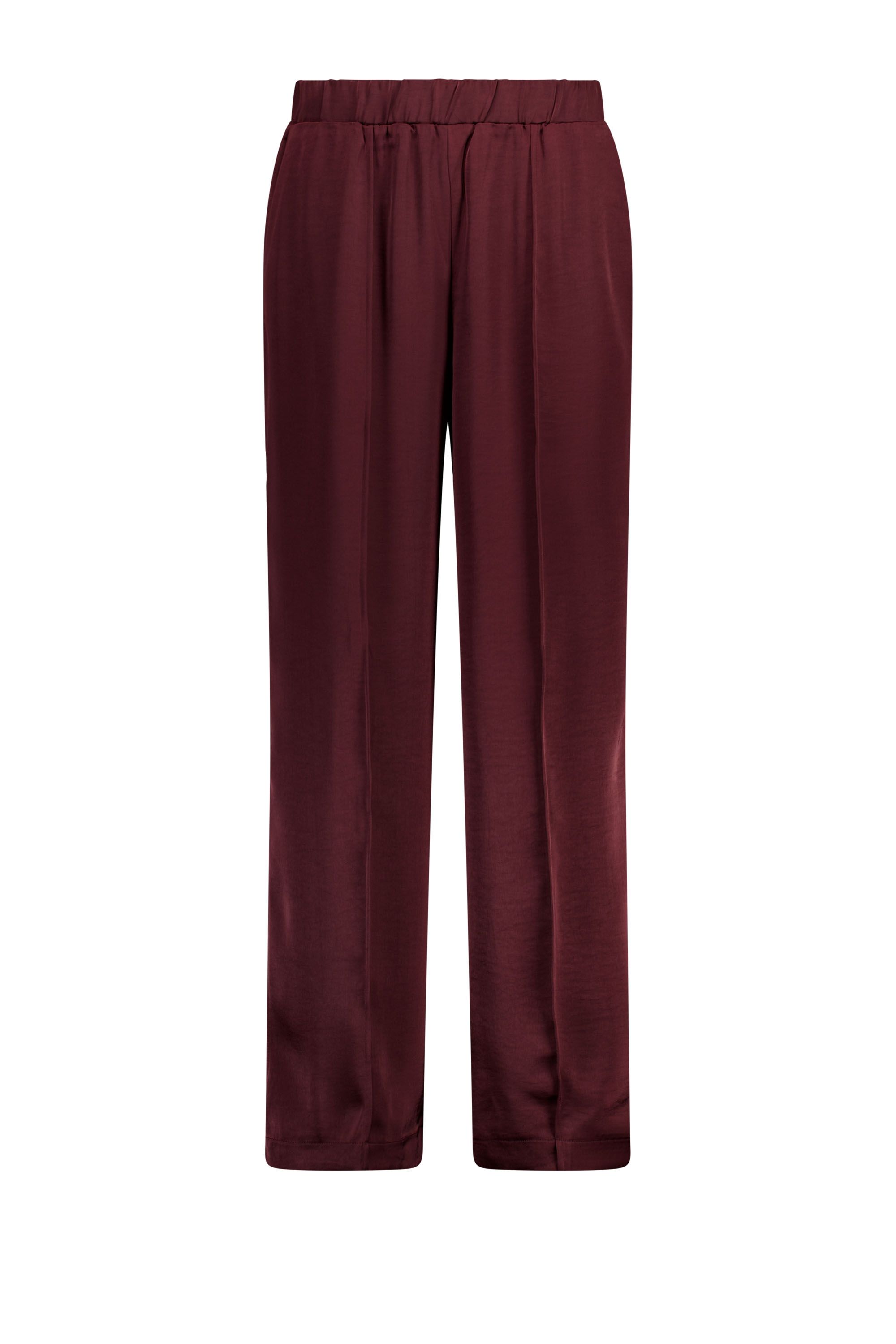 Norah Wide fit broek | Bordeaux | Satijn bordeaux 219178-696
