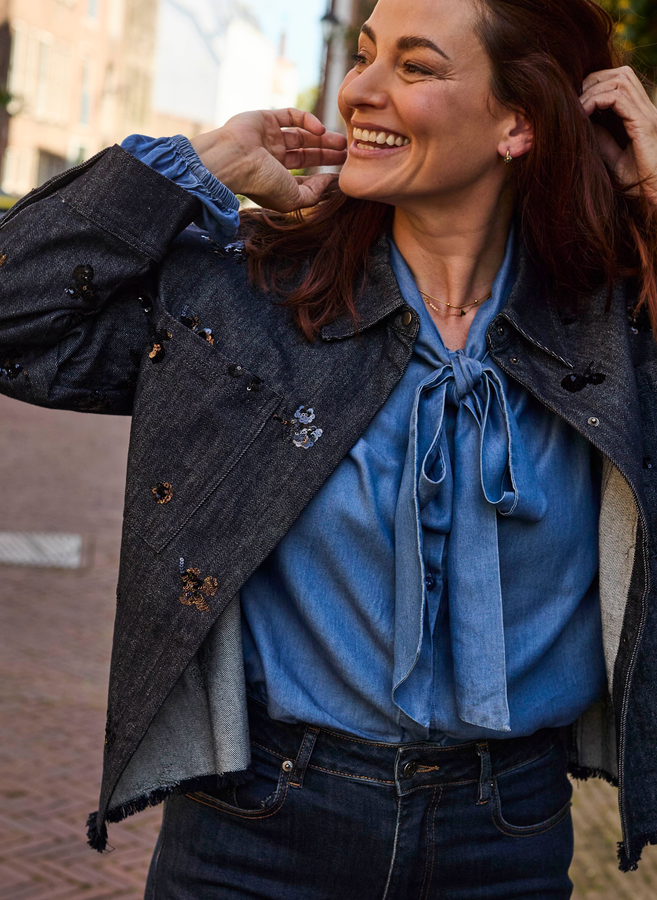 Norah Zwarte denim blouse black denim 219180-488