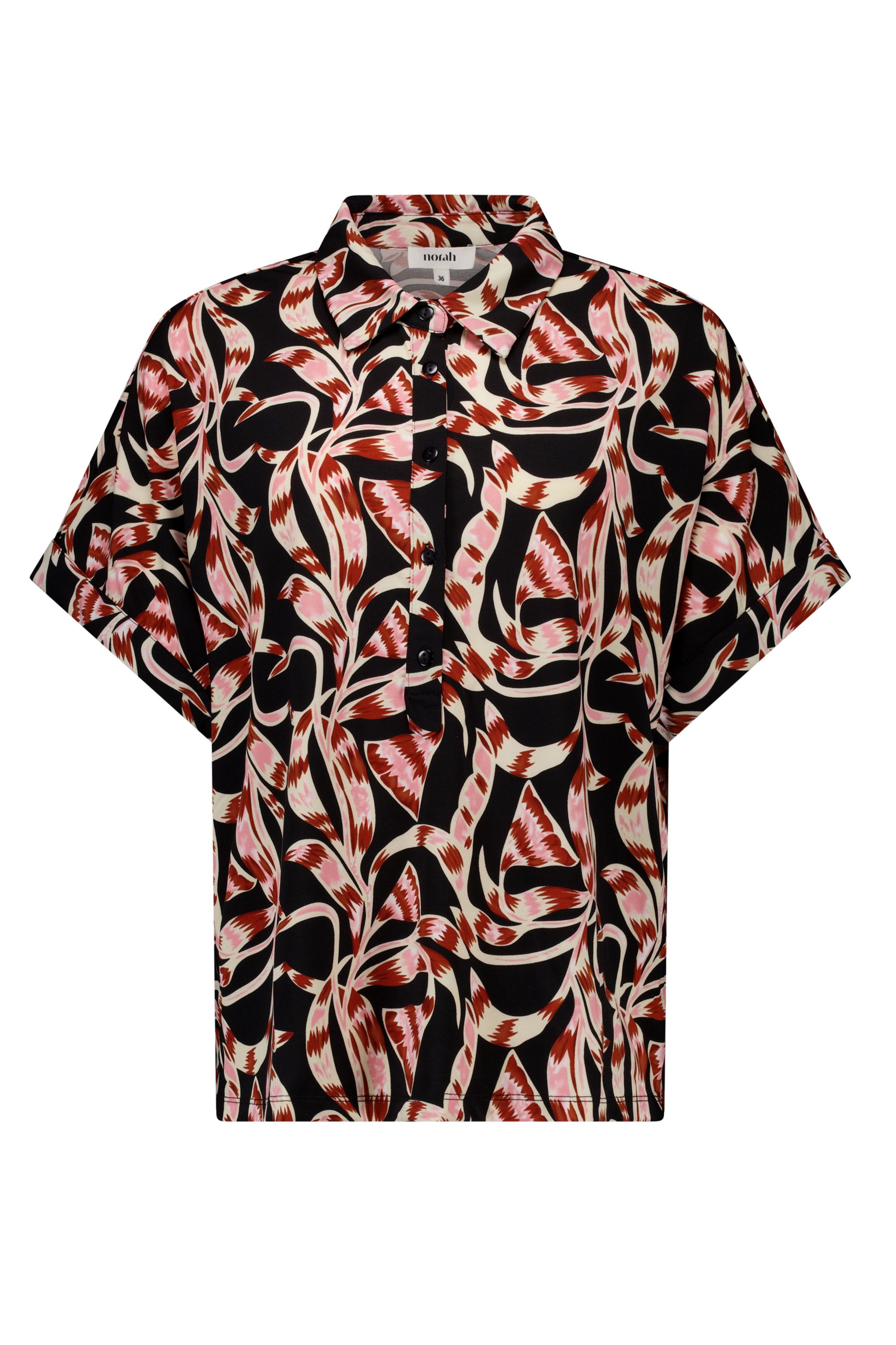Norah Zwarte blouse met grafische print black multicolor 219193-020