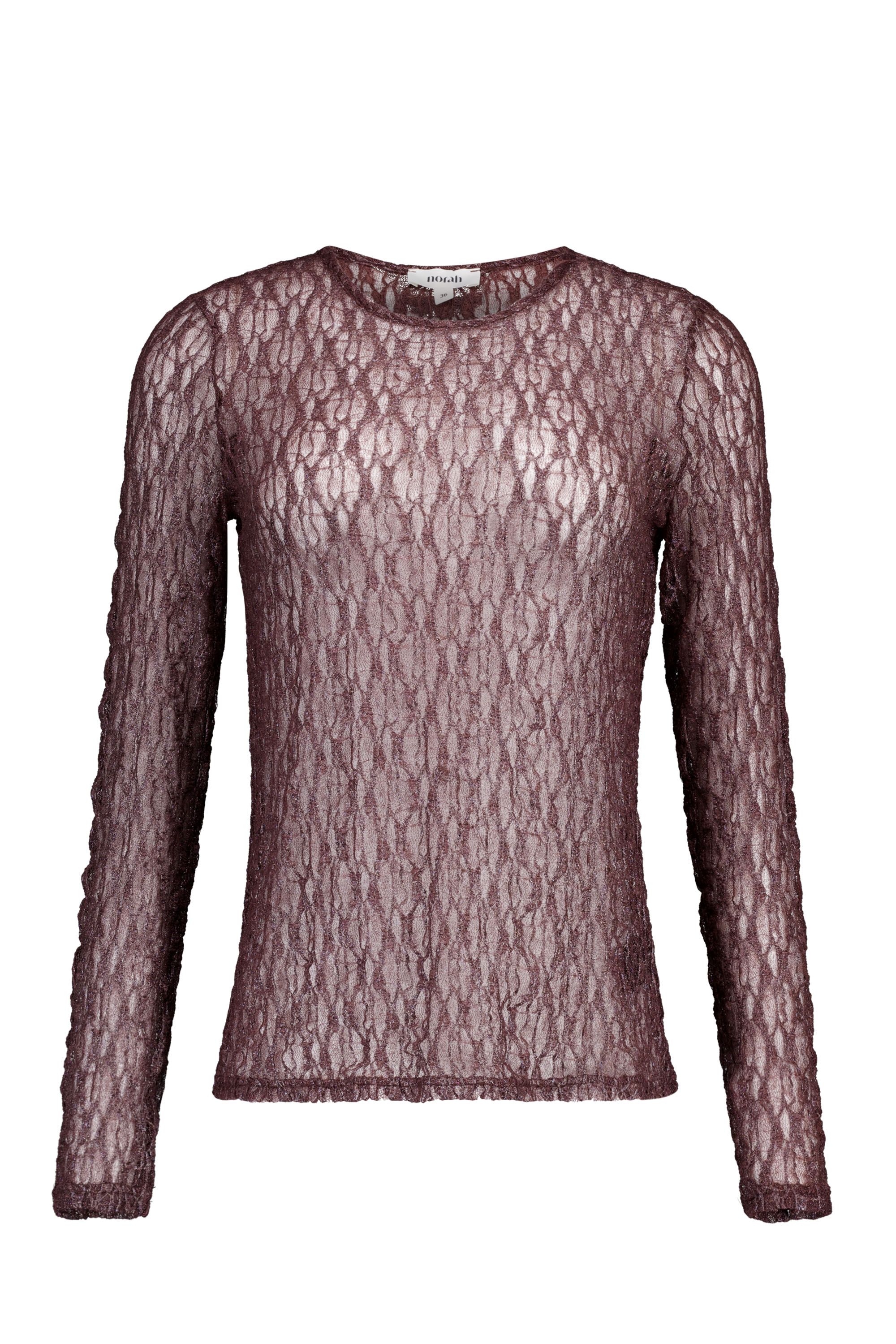 Norah Paars kanten shirt met glans mauve 219196-803