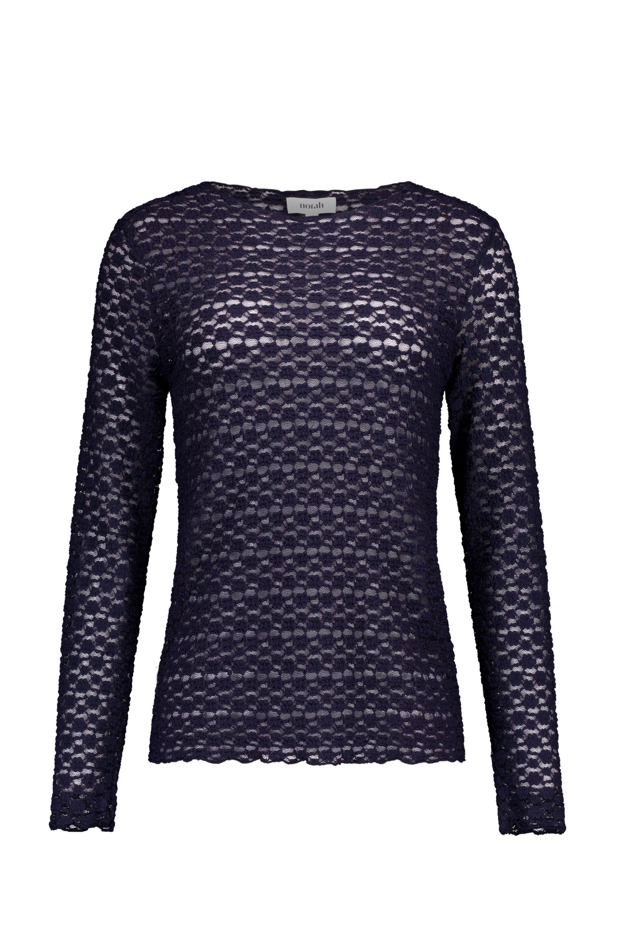 Norah Donkerblauw kanten shirt navy 219203-492