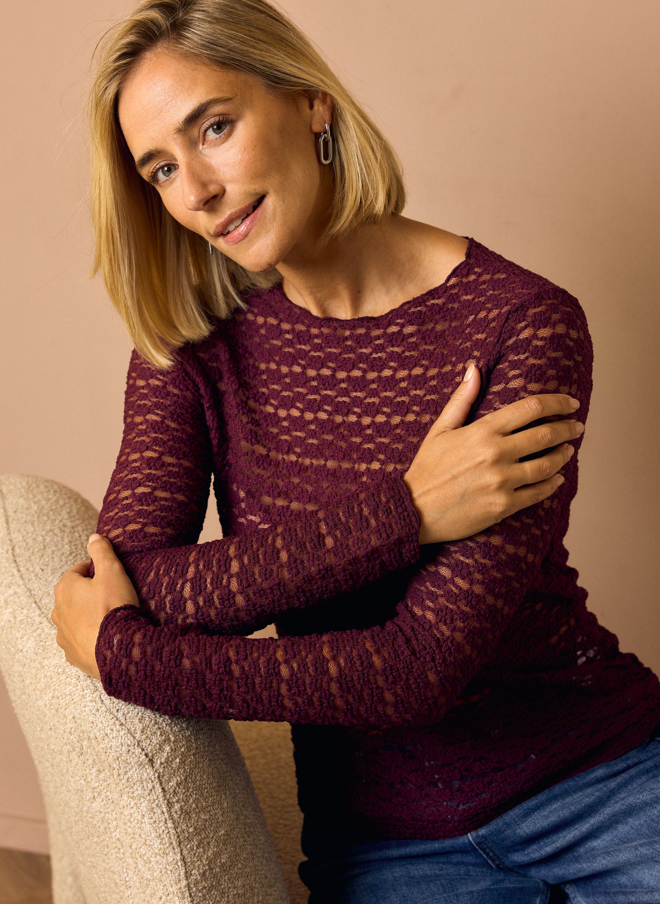 Norah Paars kanten shirt mauve 219203-803