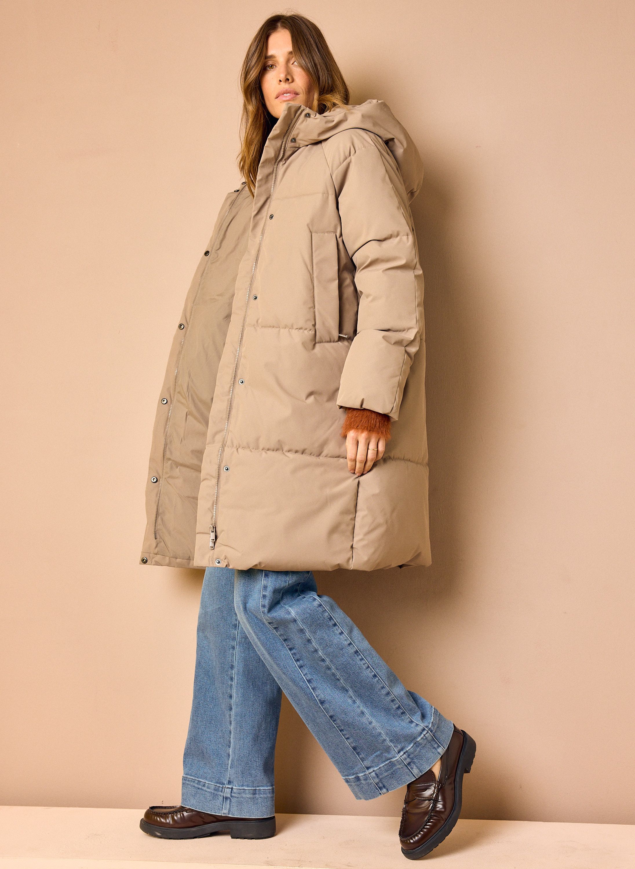 Norah Beige lange pufferjas oyster 219206-109-34