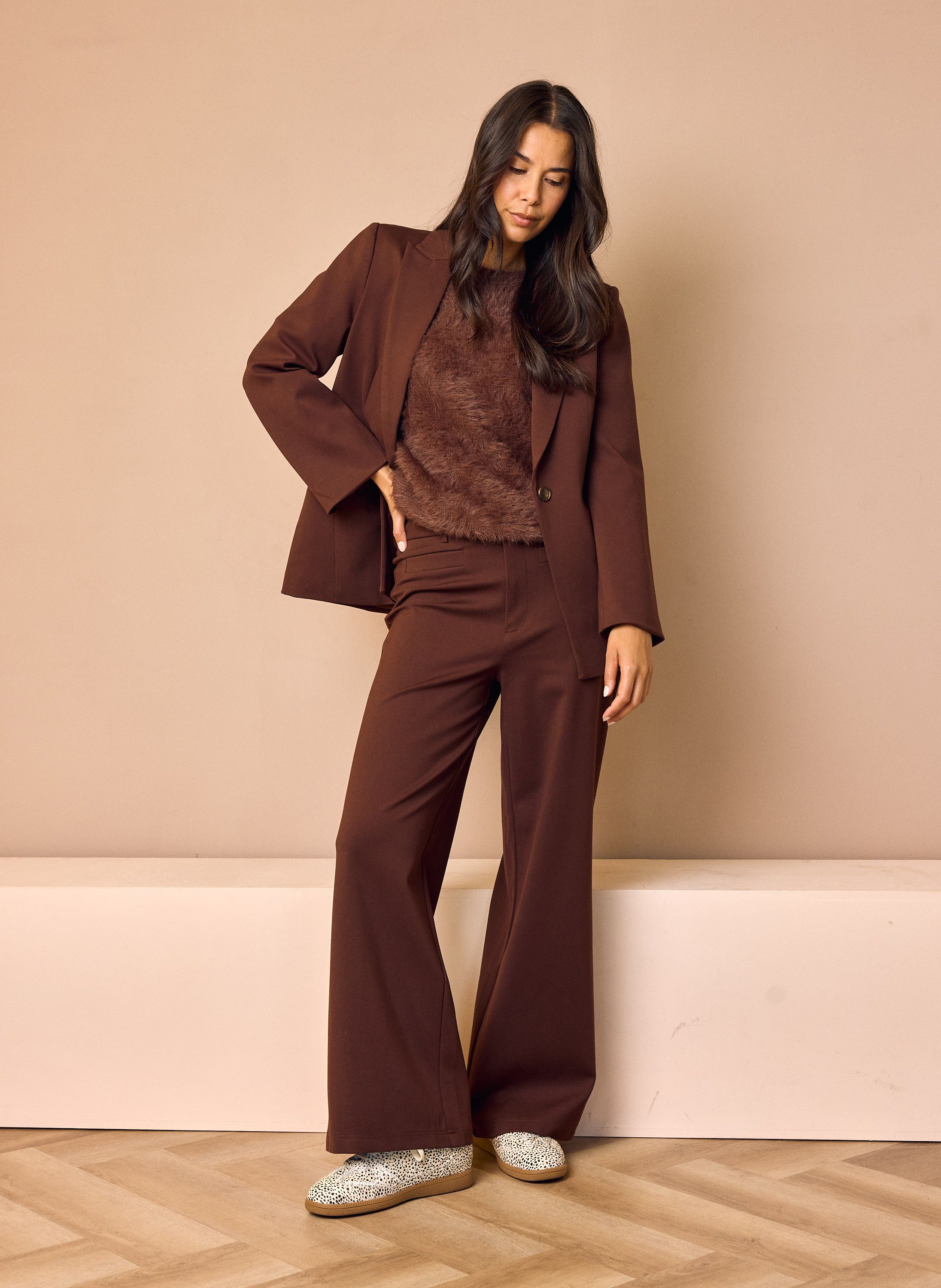 Norah Wide fit broek | Bruin | L29 chocolate 219207-290