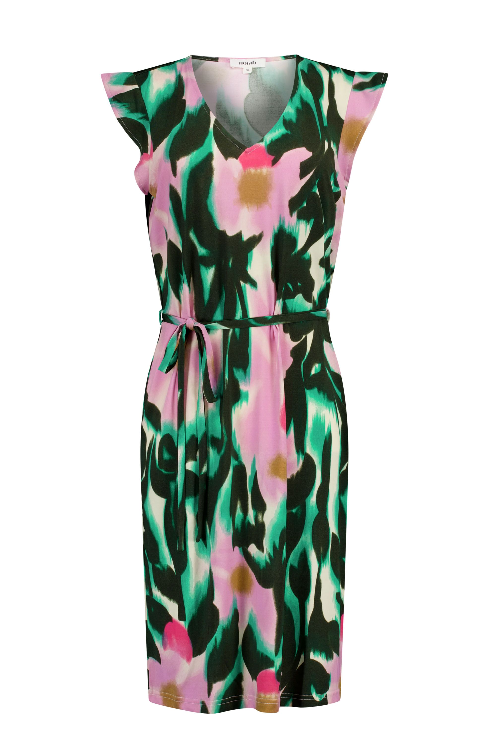Norah Midi jurk met grafische print green/pink 219216-539