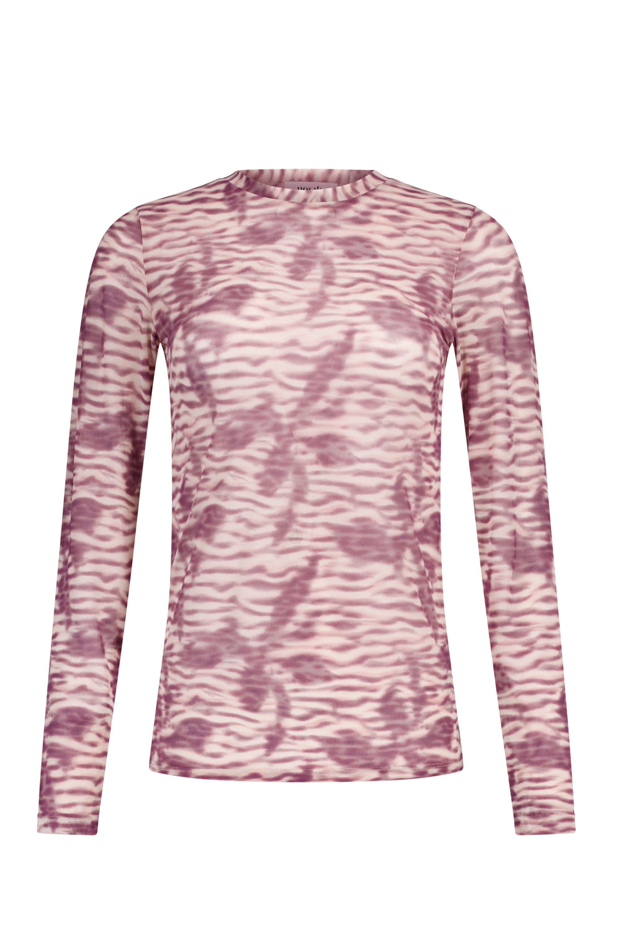 Norah Paarse mesh top met grafische print mauve multicolor 219222-808