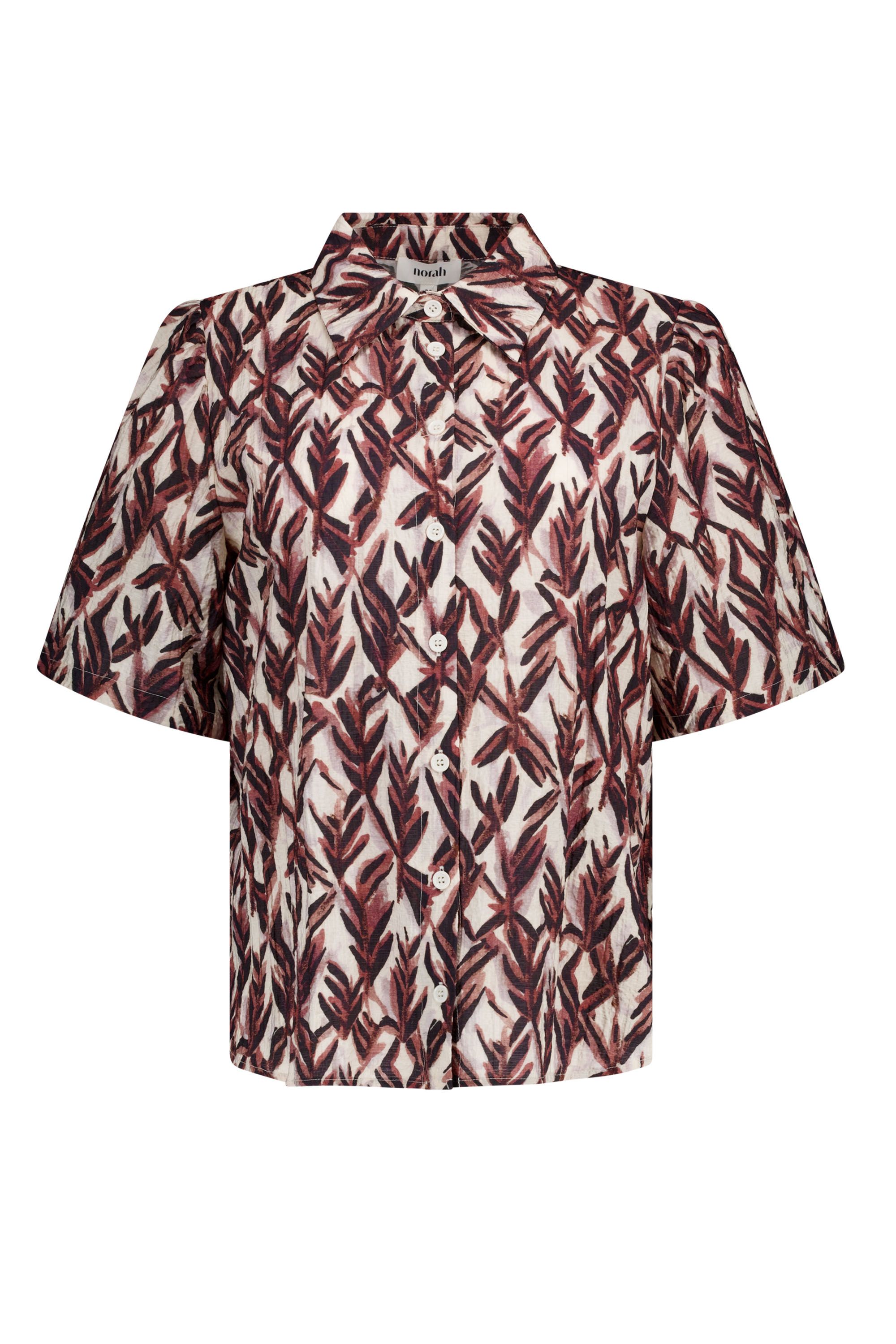 Norah Bruine blouse met grafische print brown multicolor 219230-220