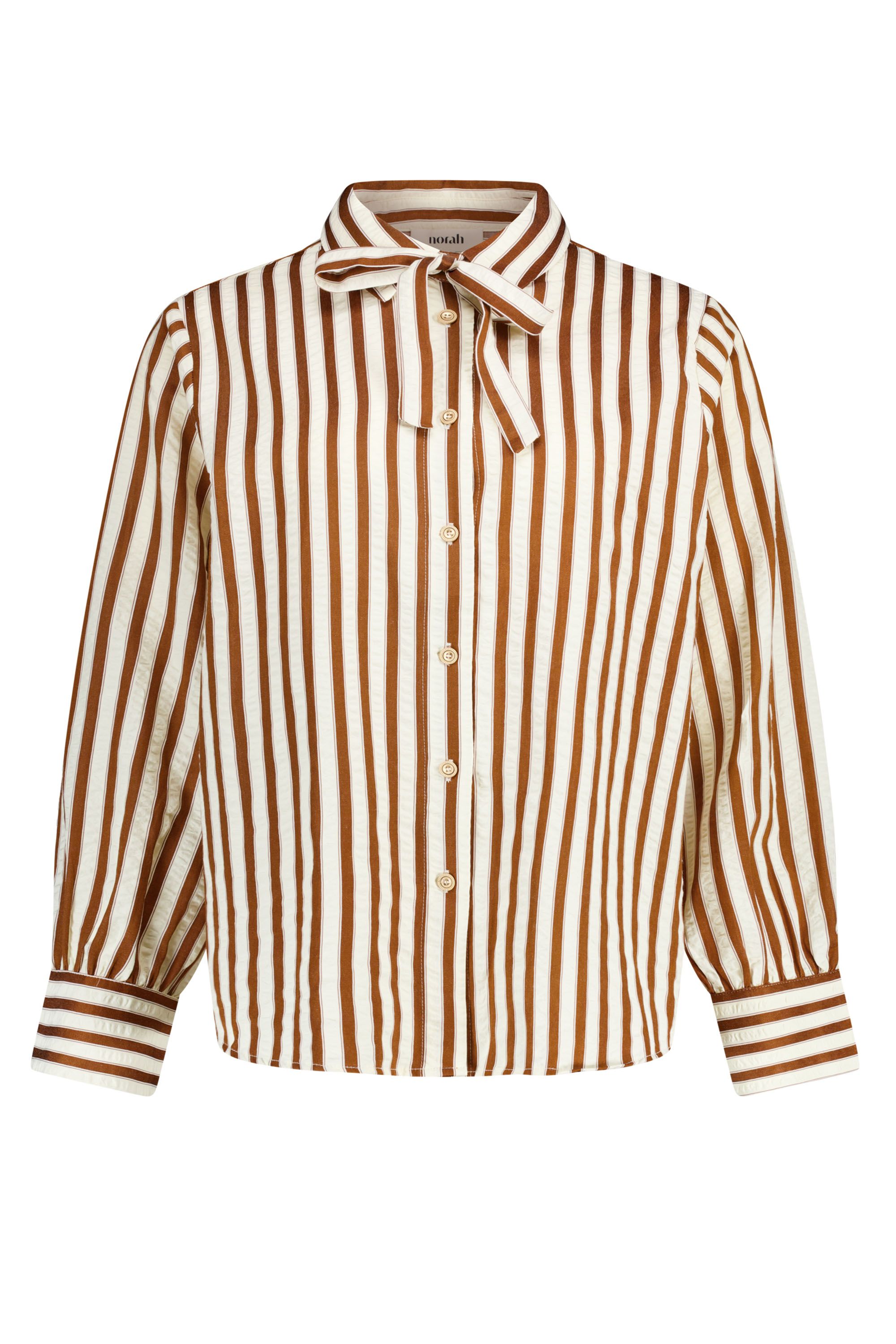 Norah Bruin/ecru gestreepte blouse brown/ecru 219231-241