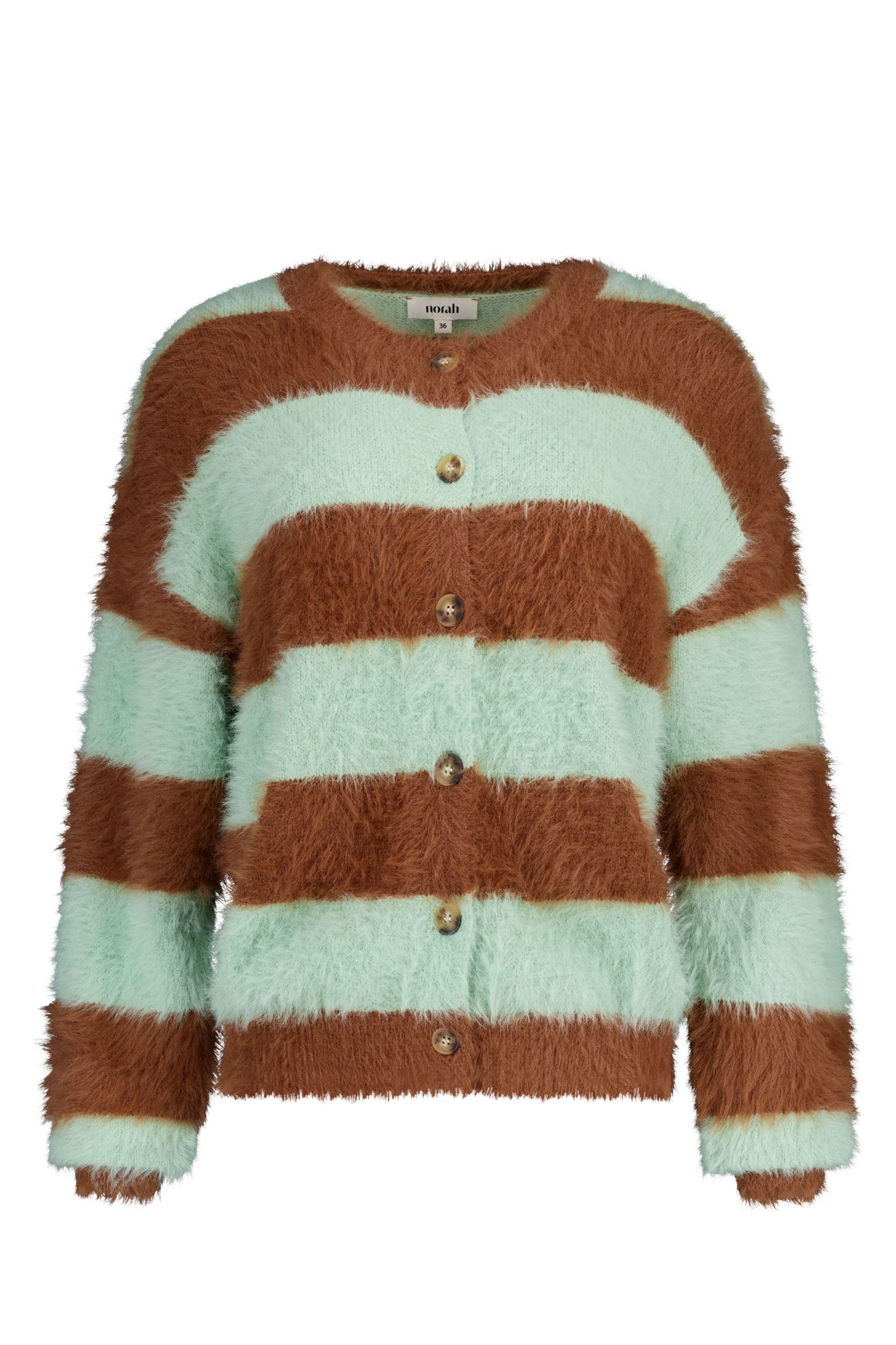 Norah Groen/bruin fijngebreid vest green/brown 219258-532