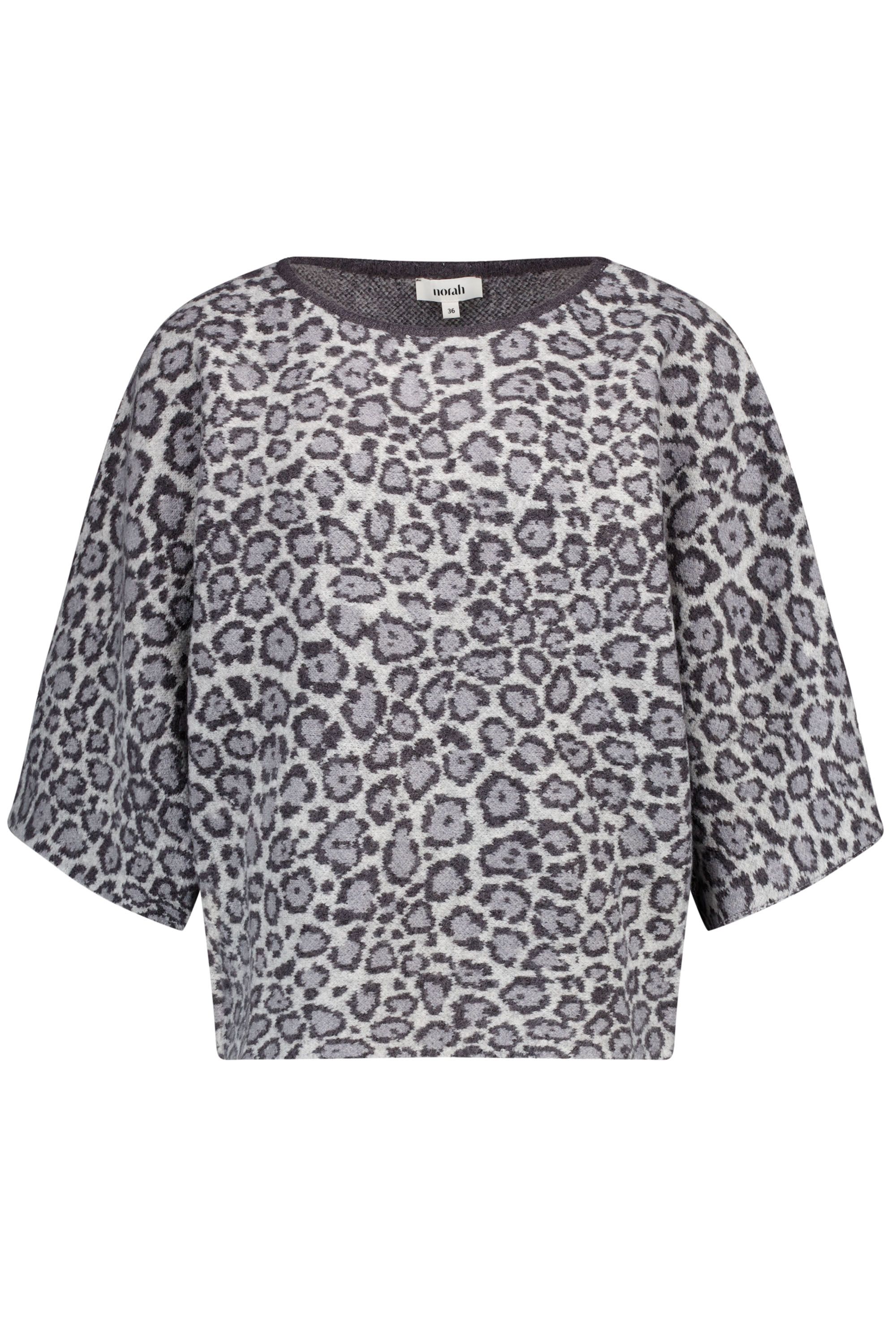 Norah Grijs gebreide trui met luipaardprint grey multicolor 219260-048