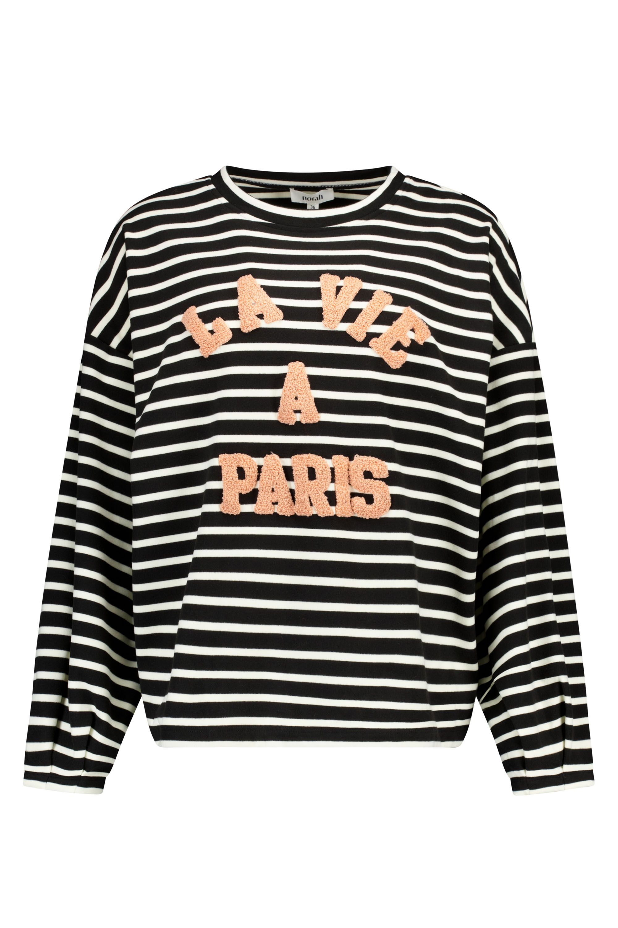 Norah Gestreepte sweater "La vie à Paris" black/white 219261-031