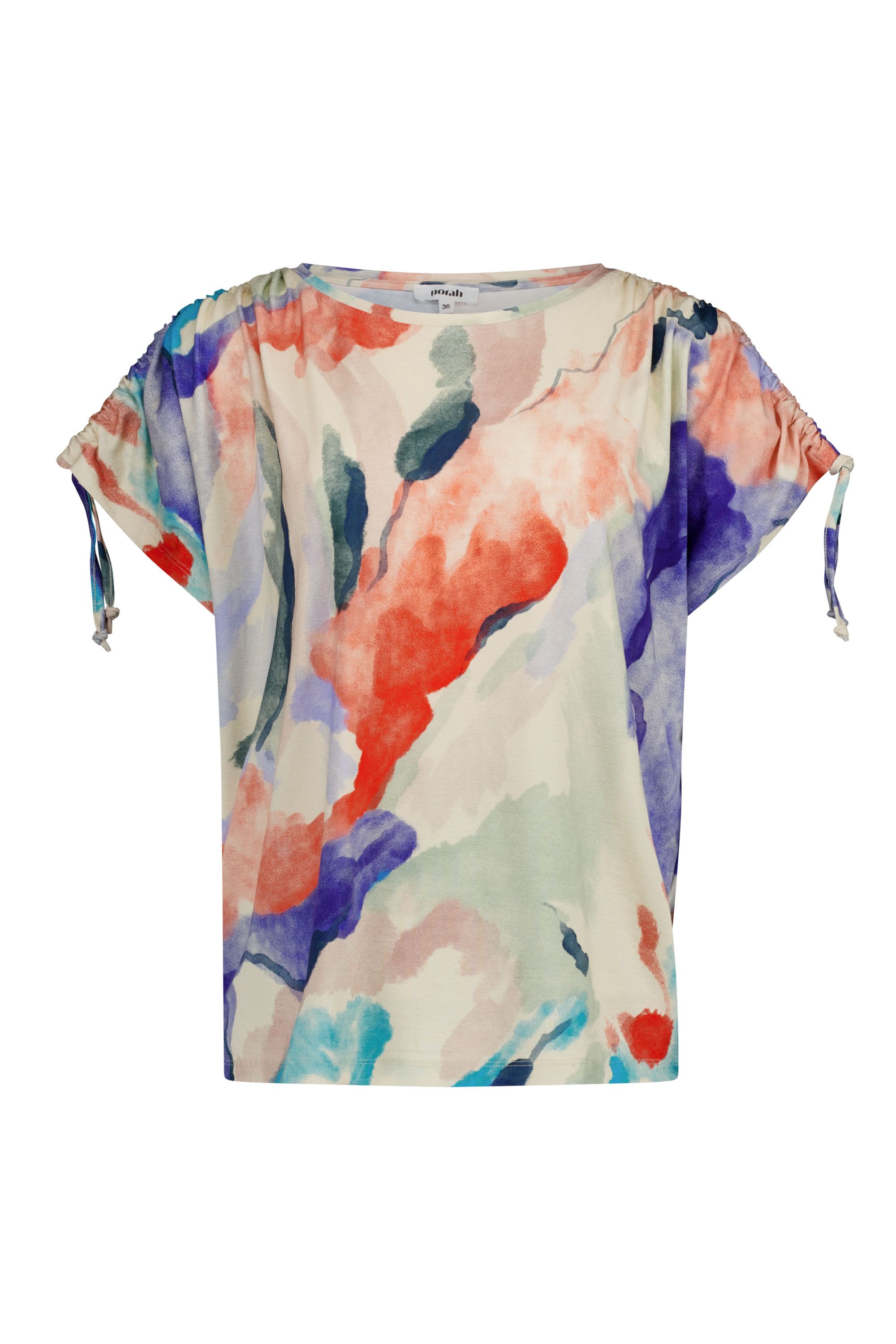 Norah Kleurrijk shirt met geplooide mouwen blue multicolor 219268-420