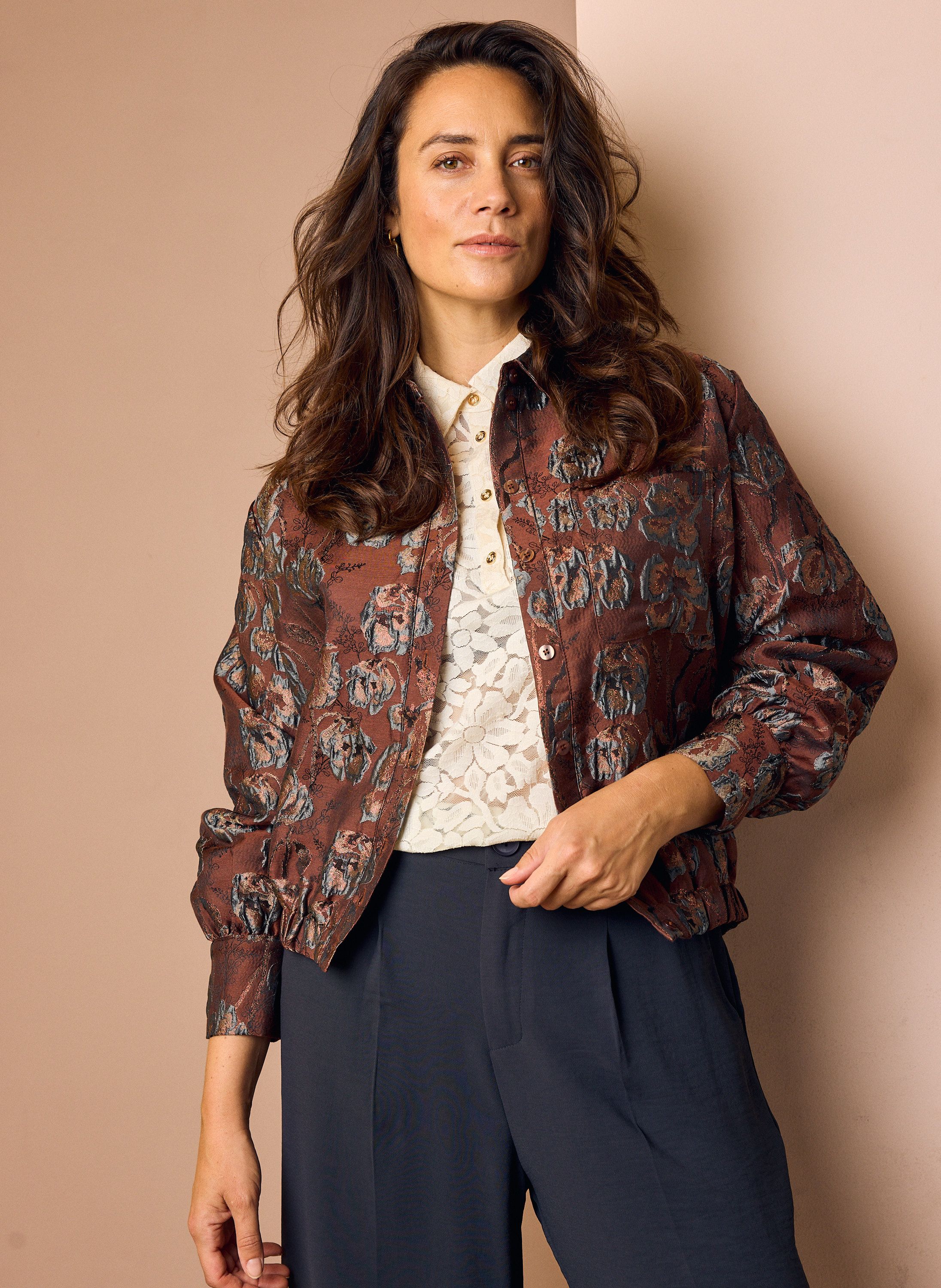Norah Bruin jacquard jasje brown multicolor 219291-220