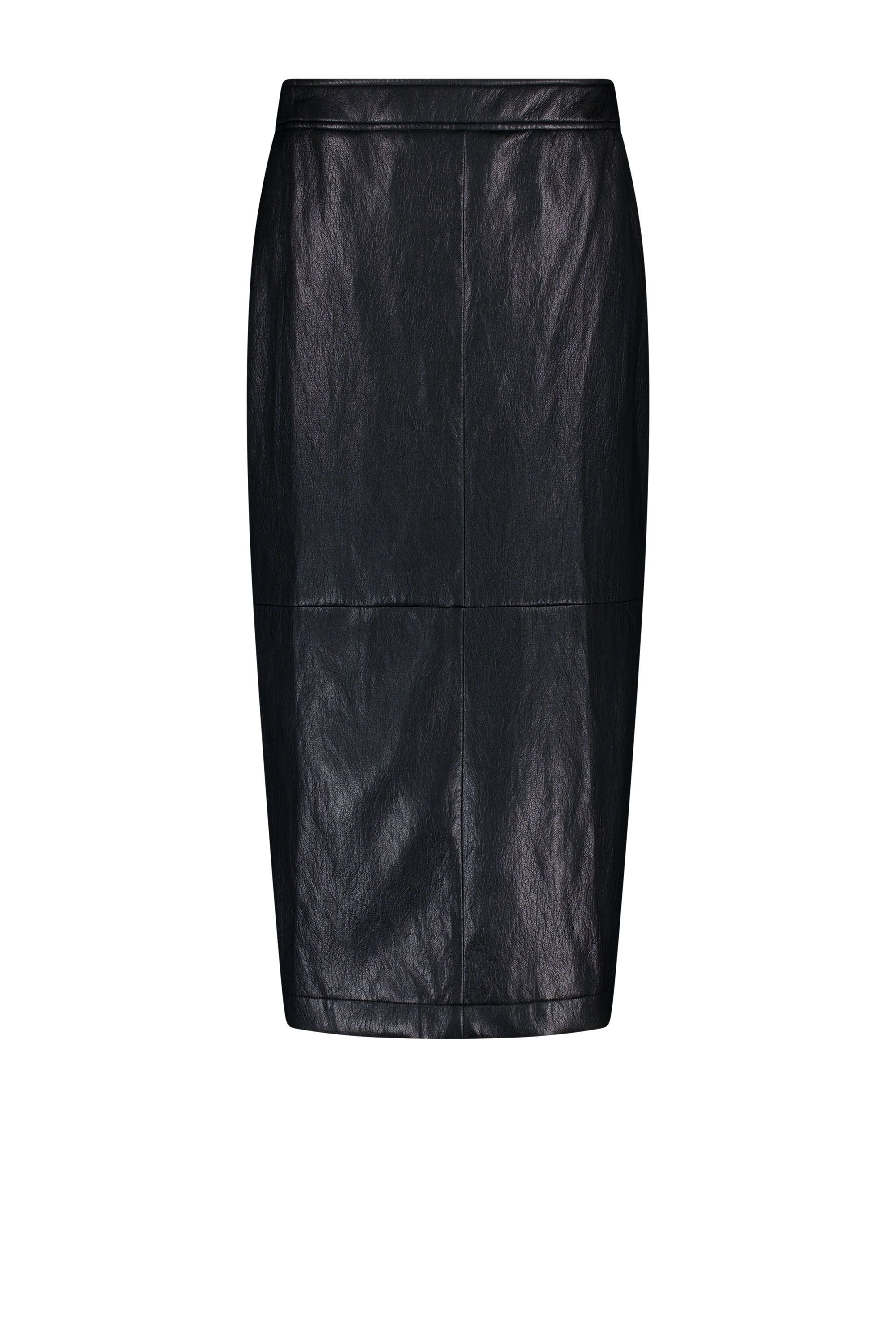 Norah Zwarte imitatieleren midi rok black 219293-001