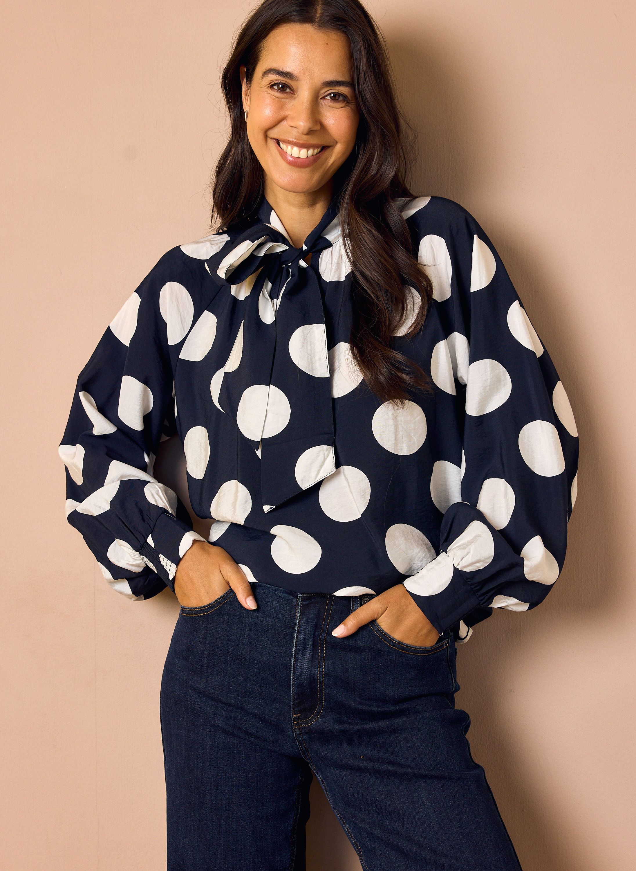 Norah Donkerblauw/wit polkadot blouse blue/white 219299-431