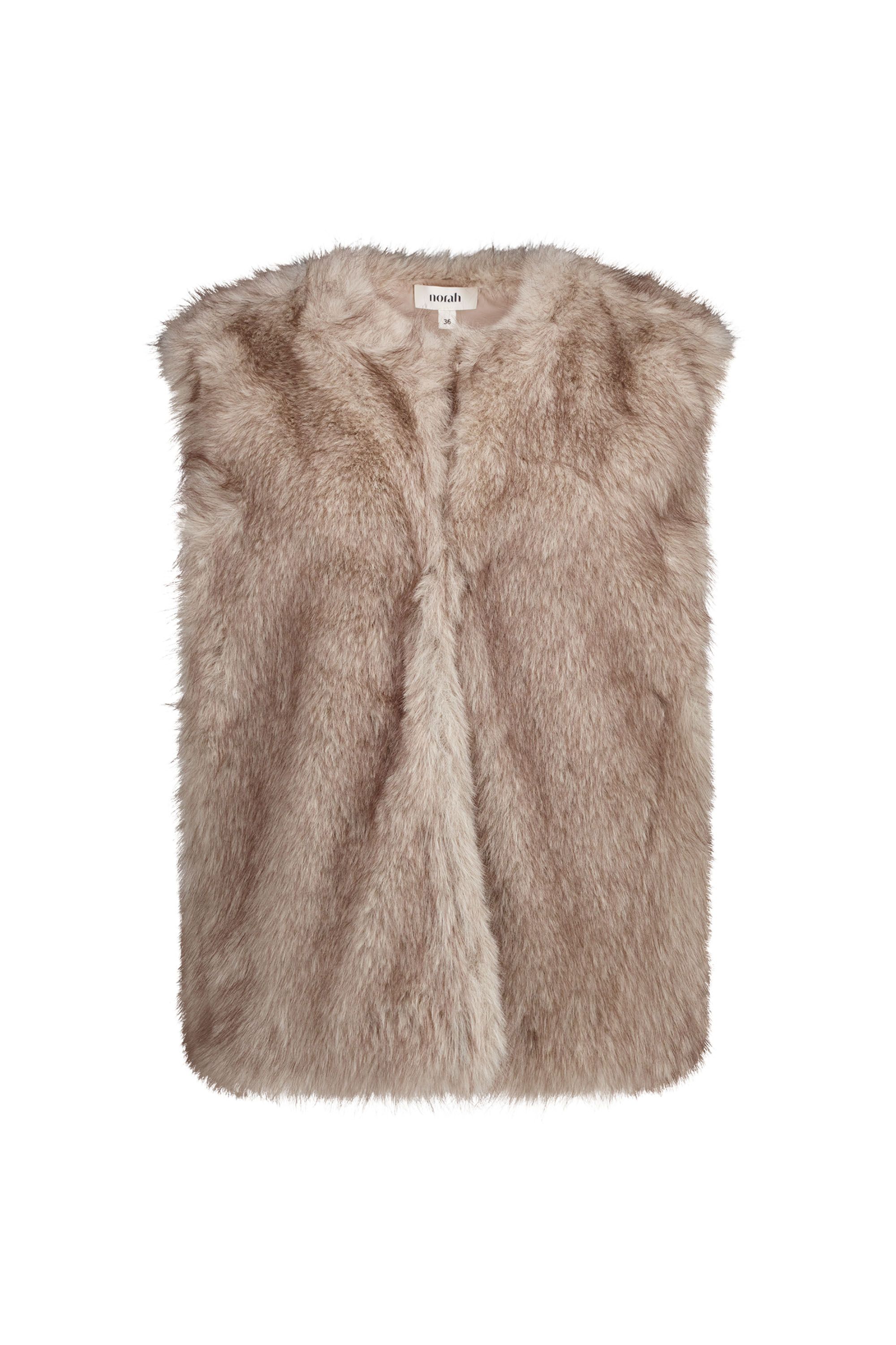 Norah Bruin gilet van imitatiebont brown melange 219304-250