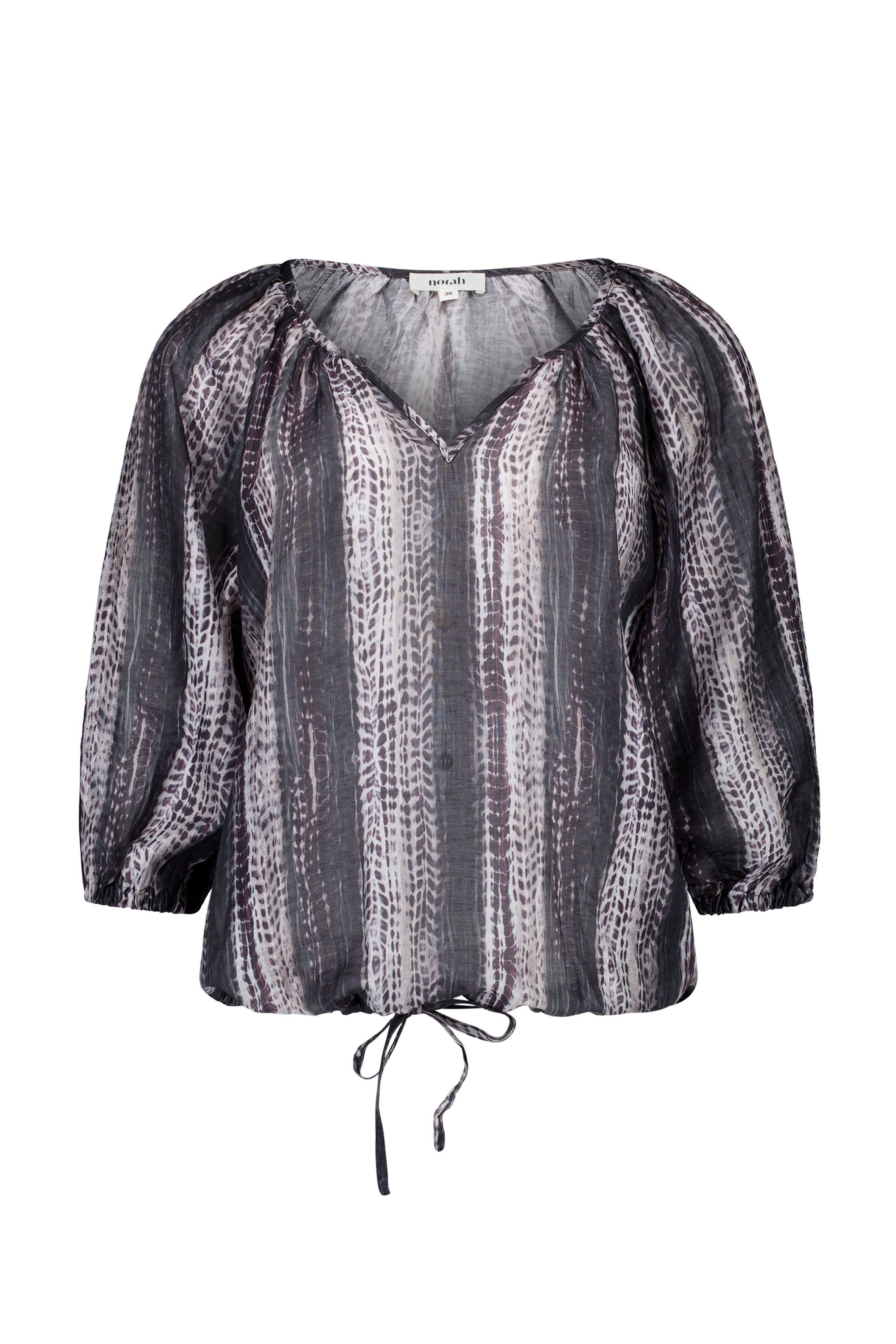 Norah Grijze blouse met grafische print grey multicolor 219307-048