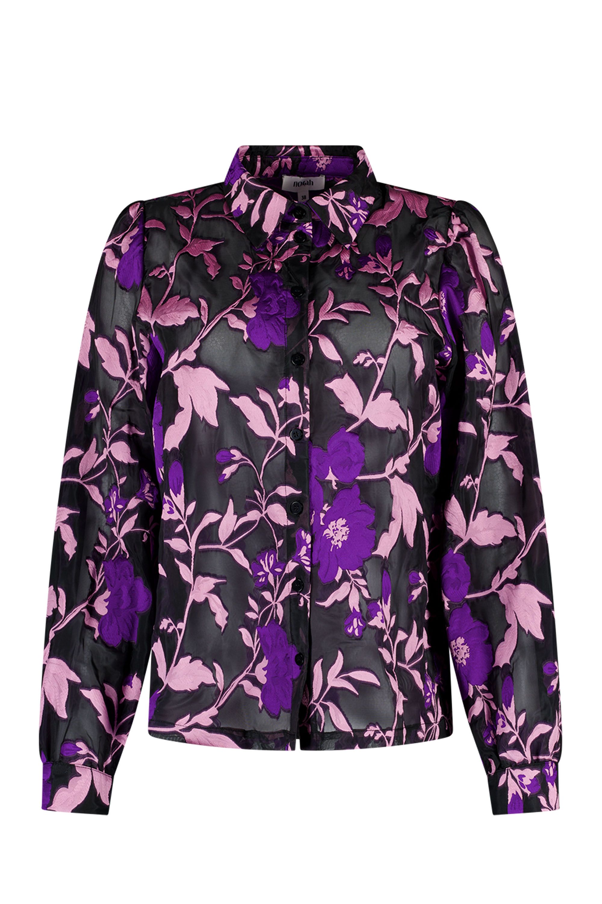 Norah Zwarte blouse met bloemen black multicolor 219308-020