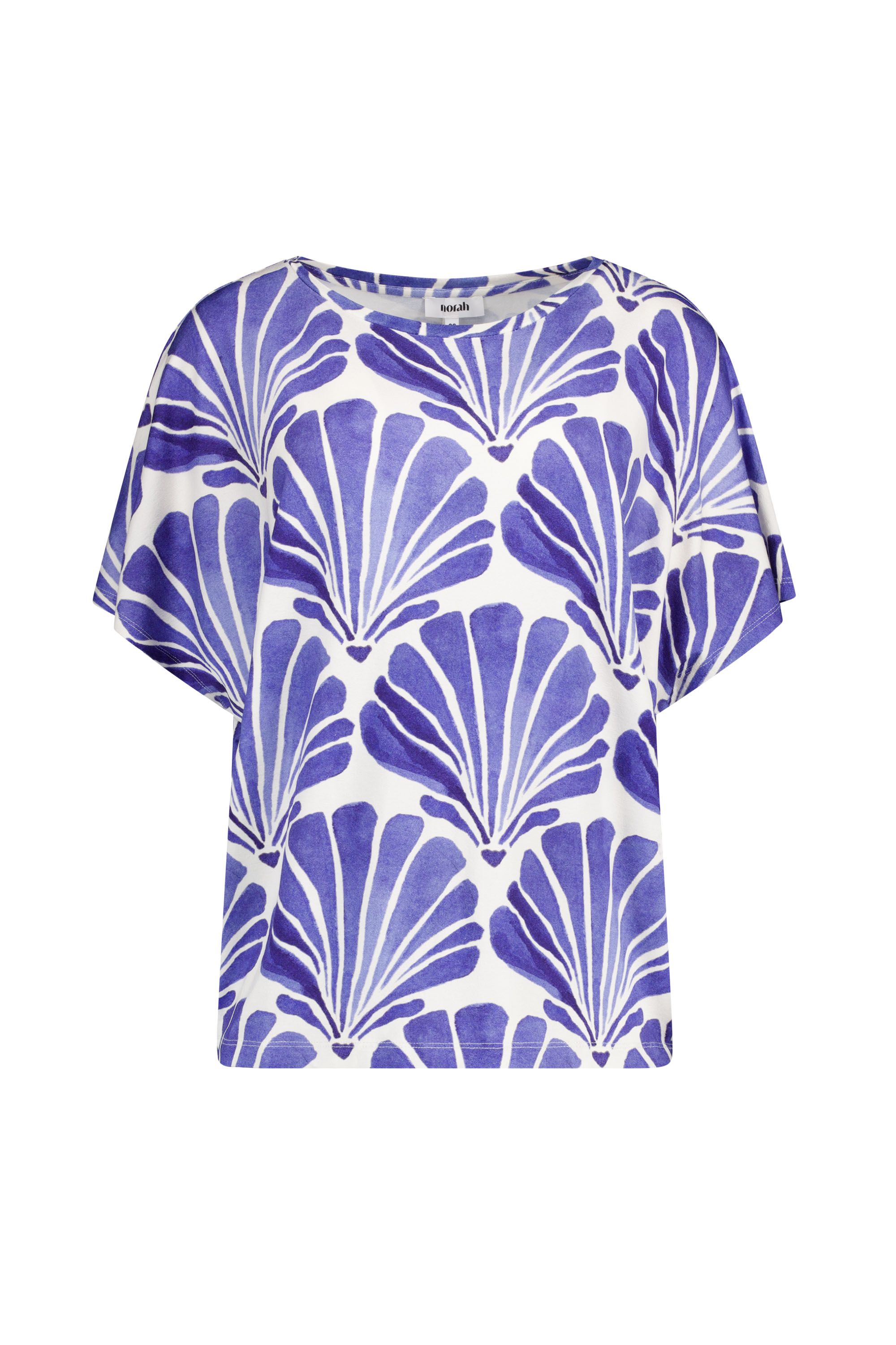 Norah Blauw/ecru shirt met schelpen pastel turquoise multicolor 219309-411