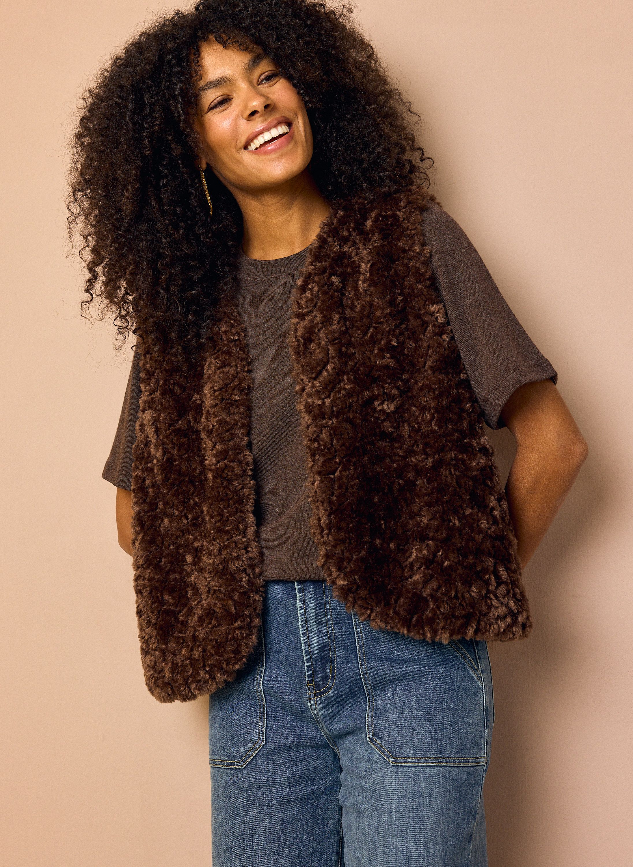 Norah Bruin teddy gilet  brown 219314-200