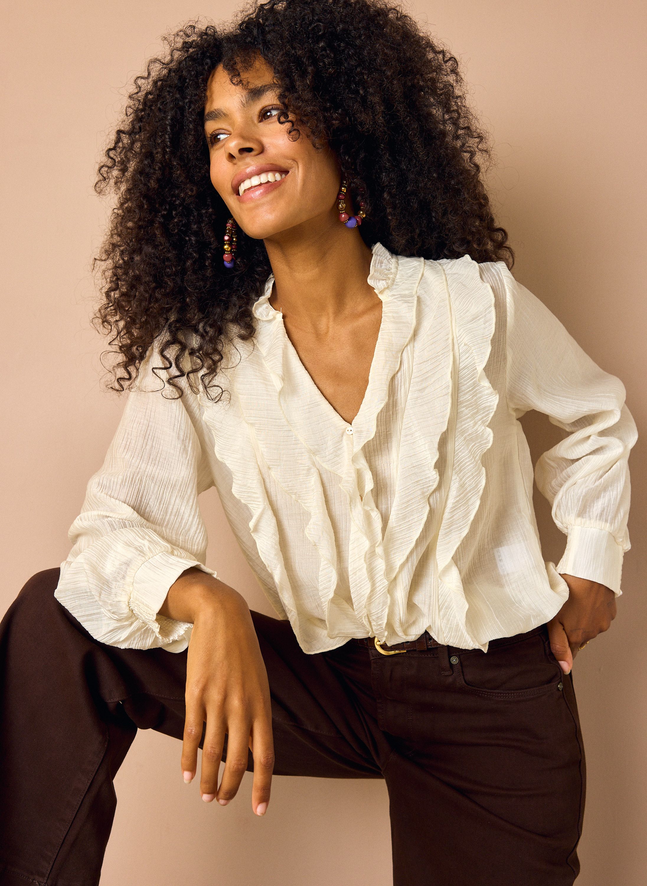 Norah Off-white blouse met ruffles off-white 219317-101