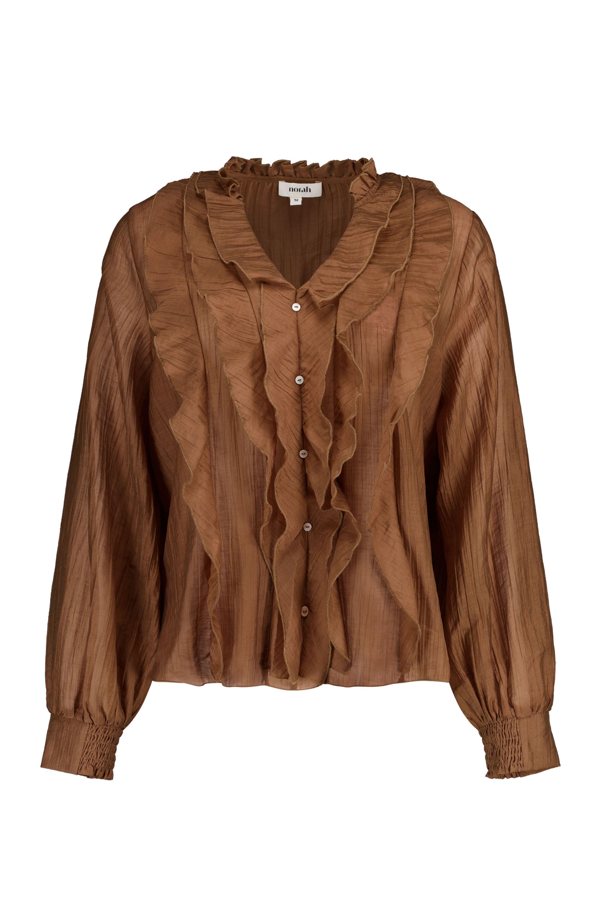 Norah Bruine blouse met ruffles bronze 219317-310