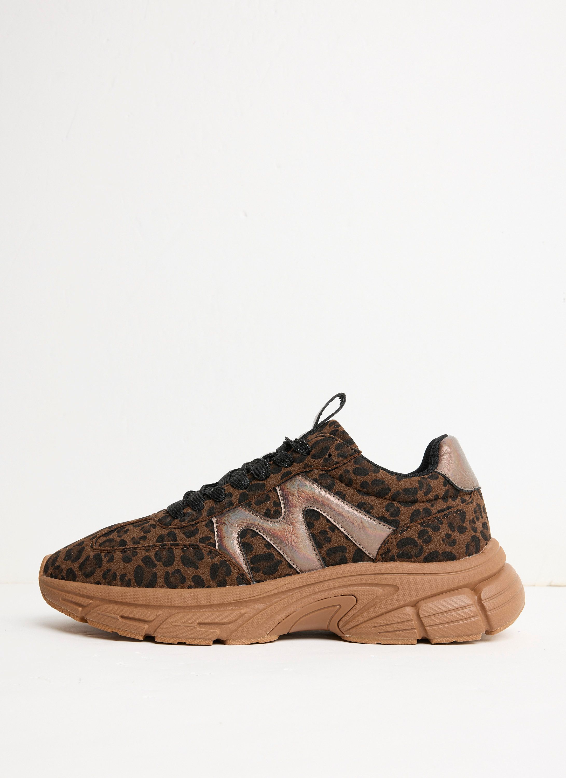 Norah Bruine sneaker met panterprint black/brown 219360-032
