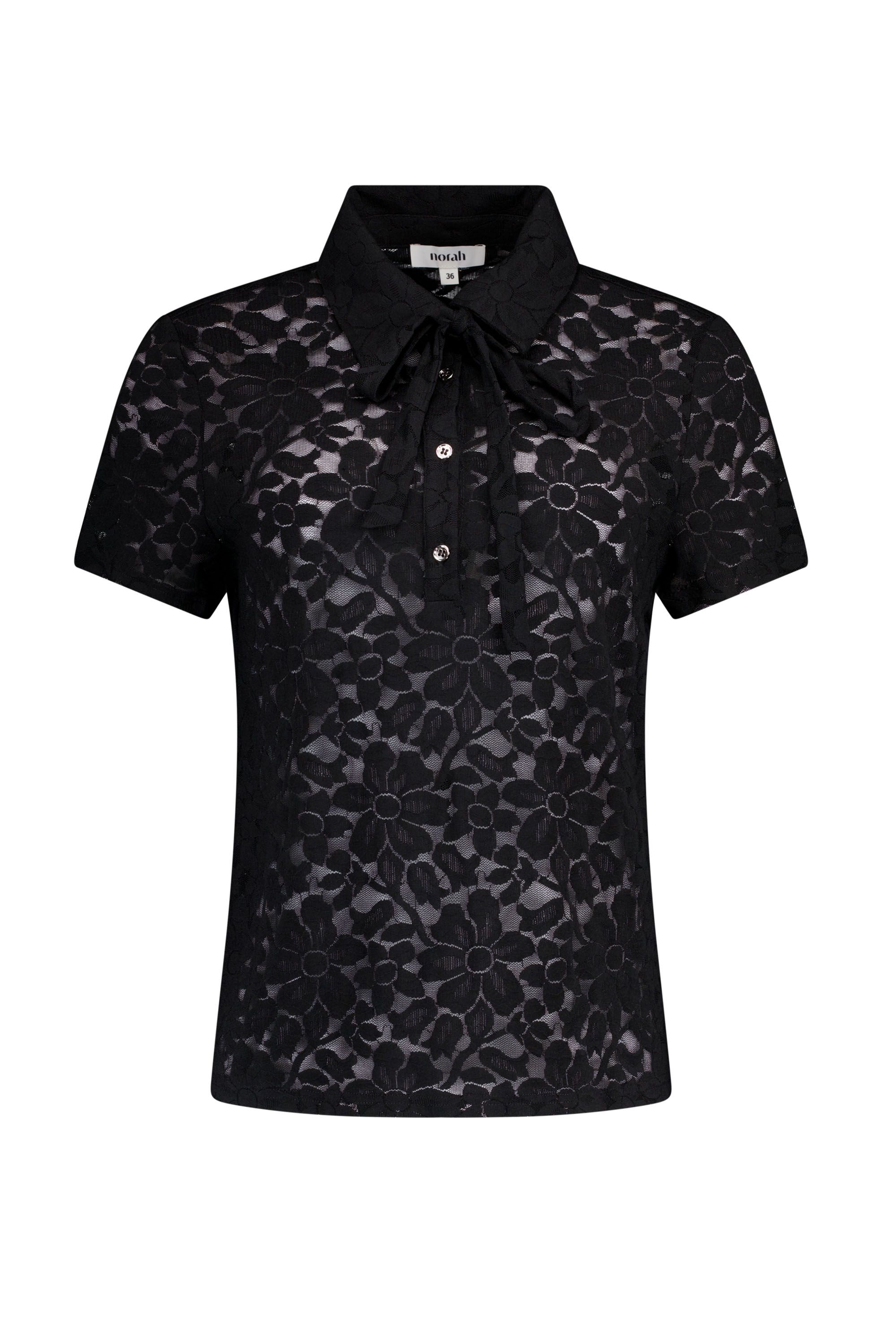Norah Zwart kanten shirt black 219366-001