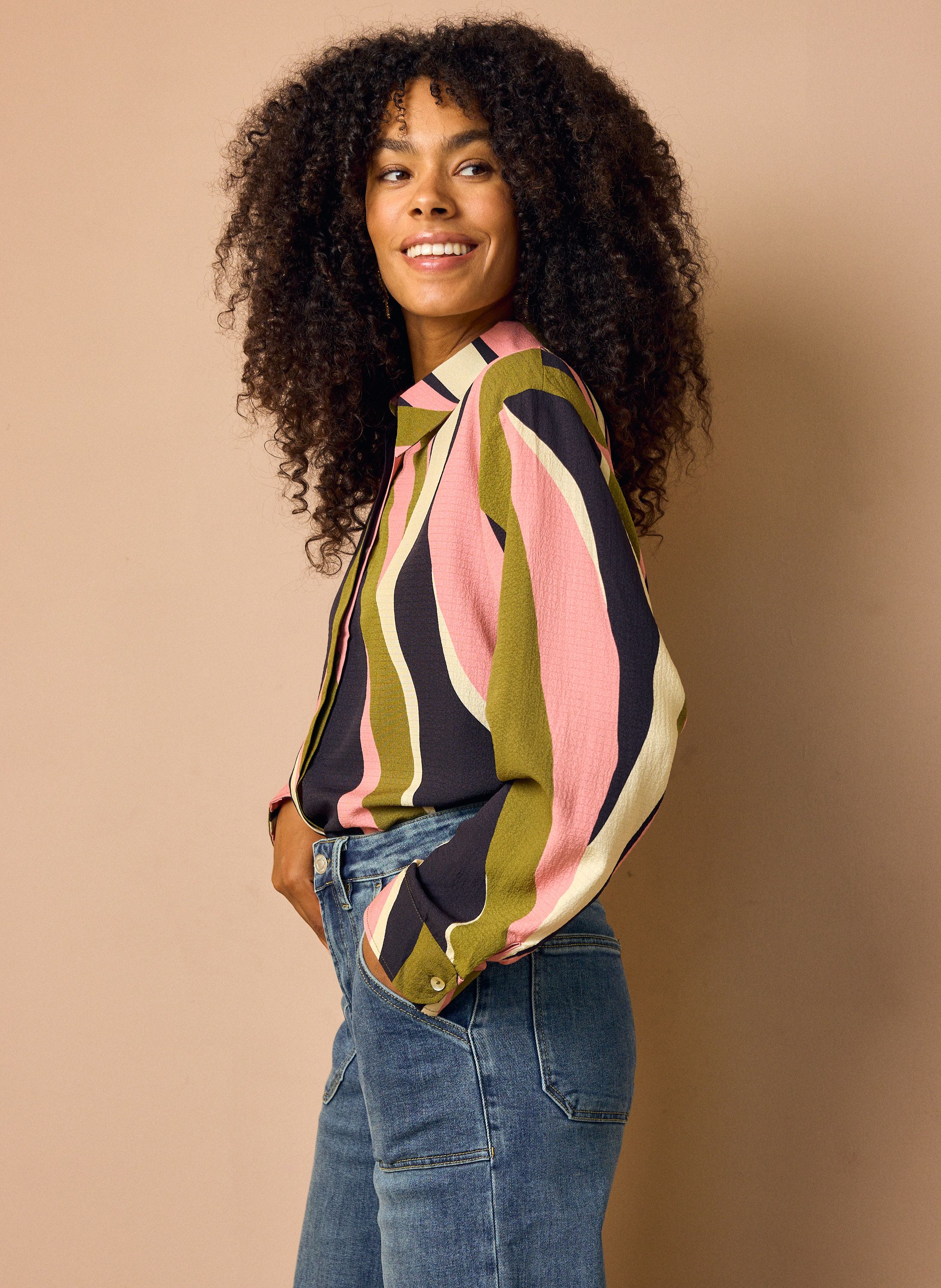 Norah Groen/roze gestreepte blouse green multicolor 219368-520
