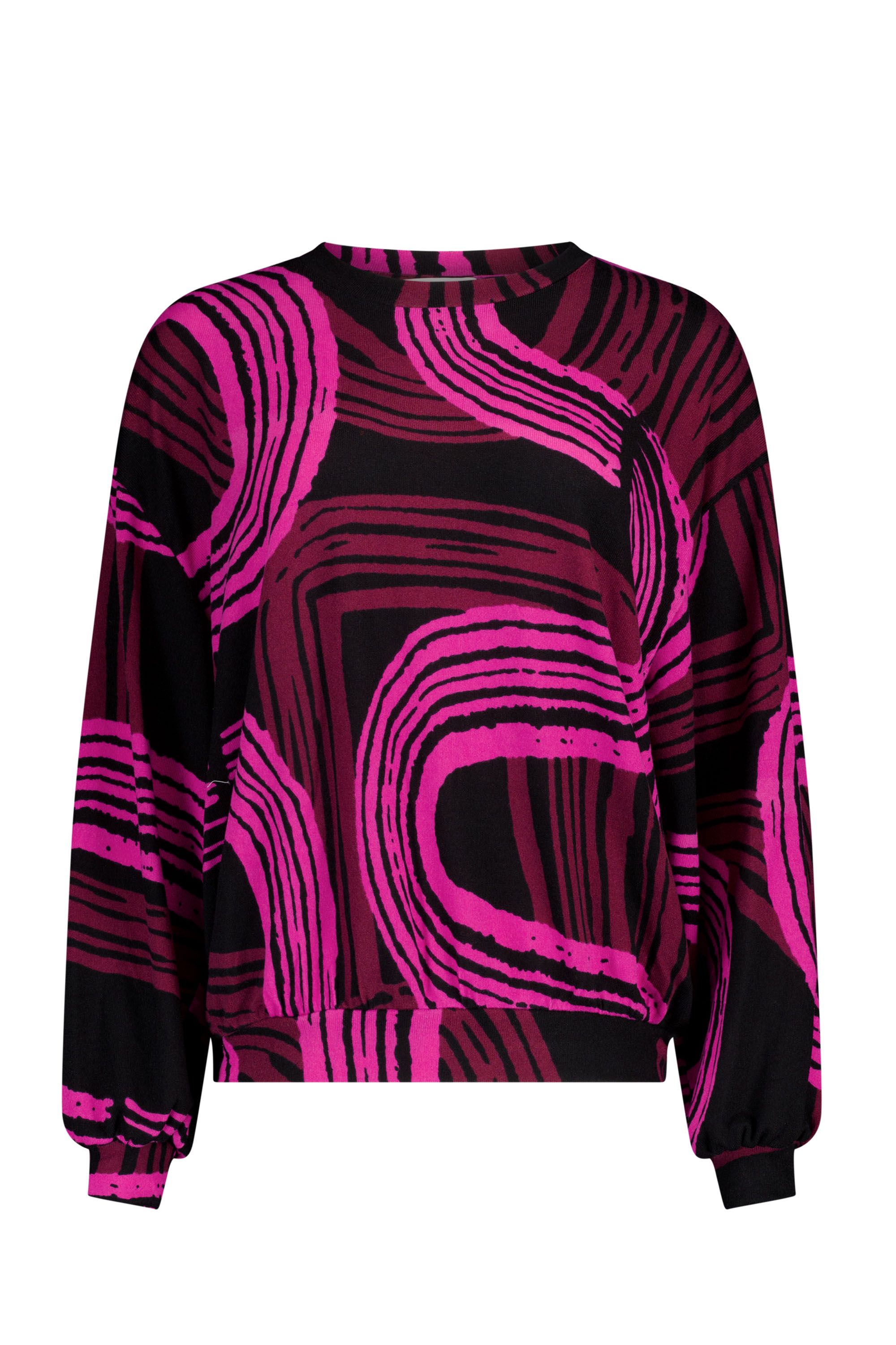 Norah Zwart/roze shirt met grafische print pink/black 219373-930
