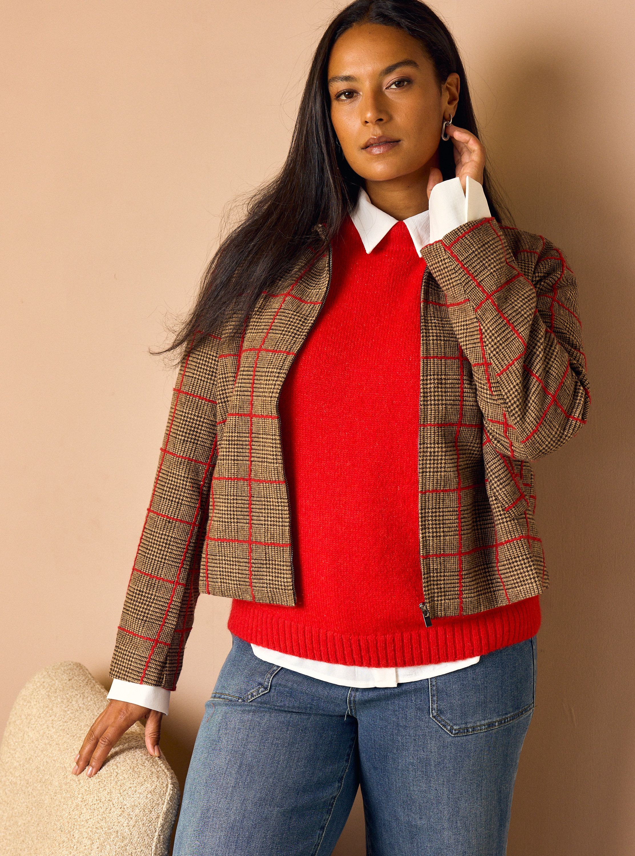 Norah Bruin geruit jasje met rode details brown/red 219380-236