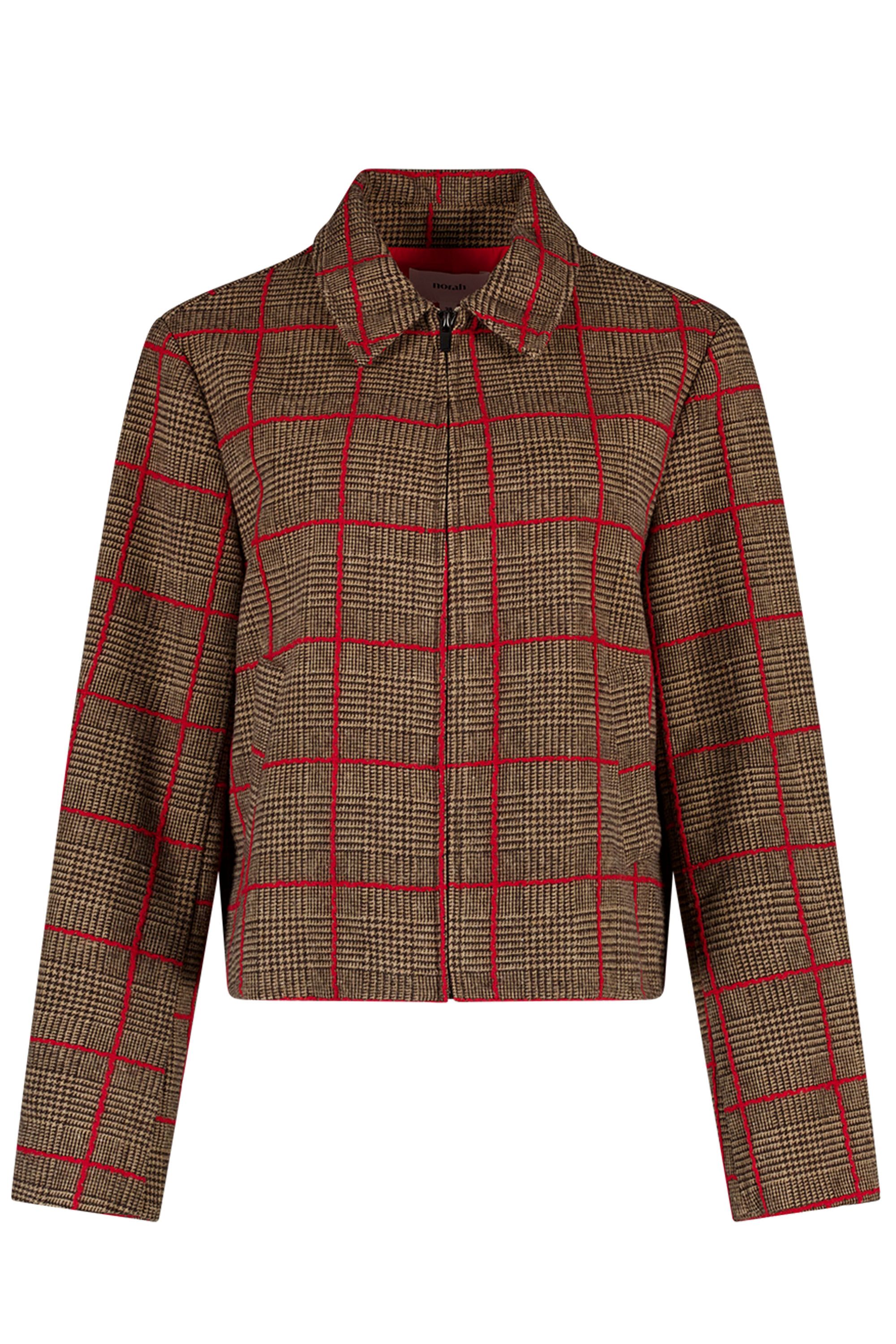 Norah Bruin geruit jasje met rode details brown/red 219380-236