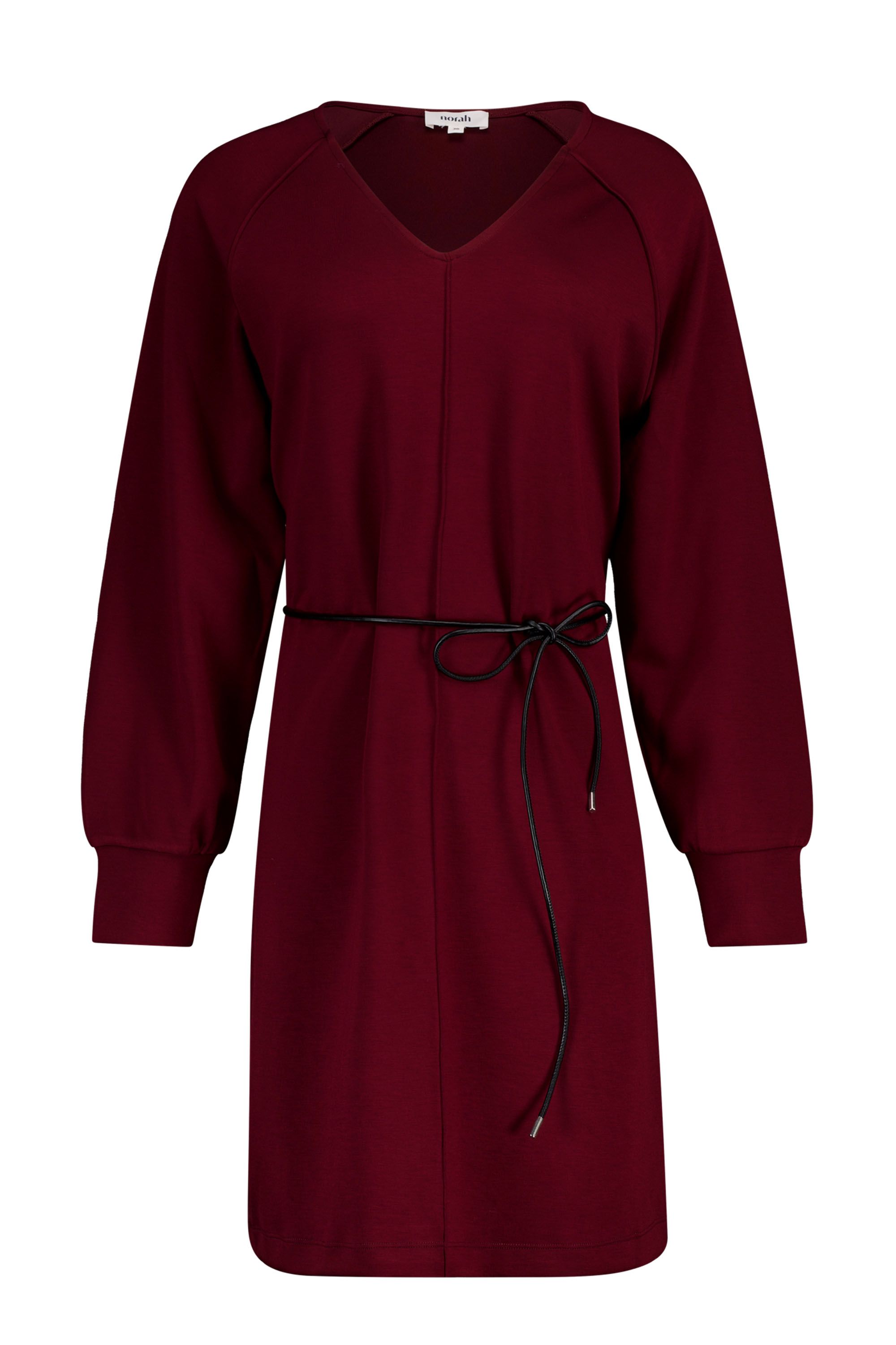 Norah Rode midi jurk met ceintuur wine red 219386-697