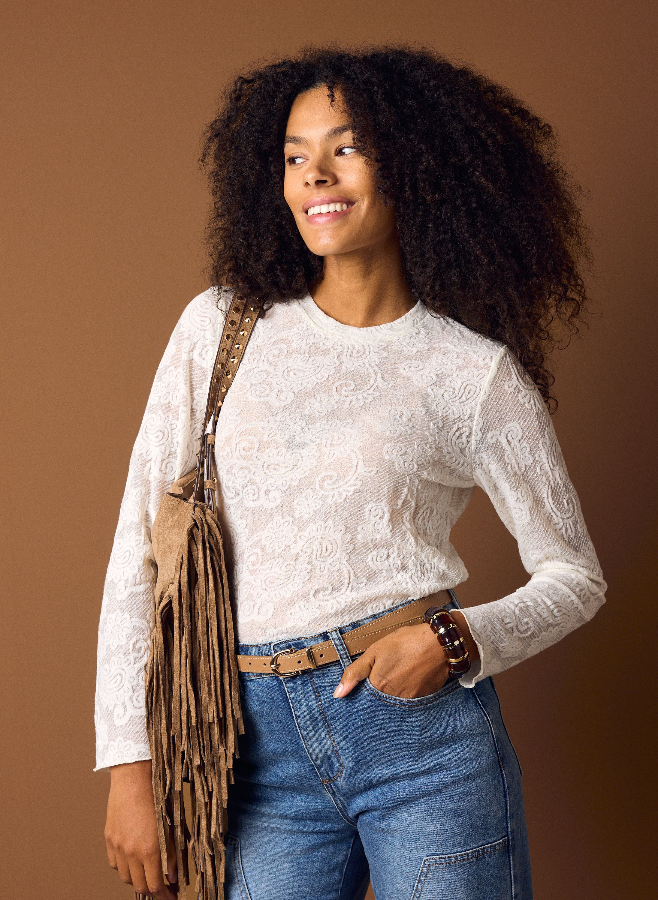 Norah Off-white shirt met bloemen off-white 219398-101