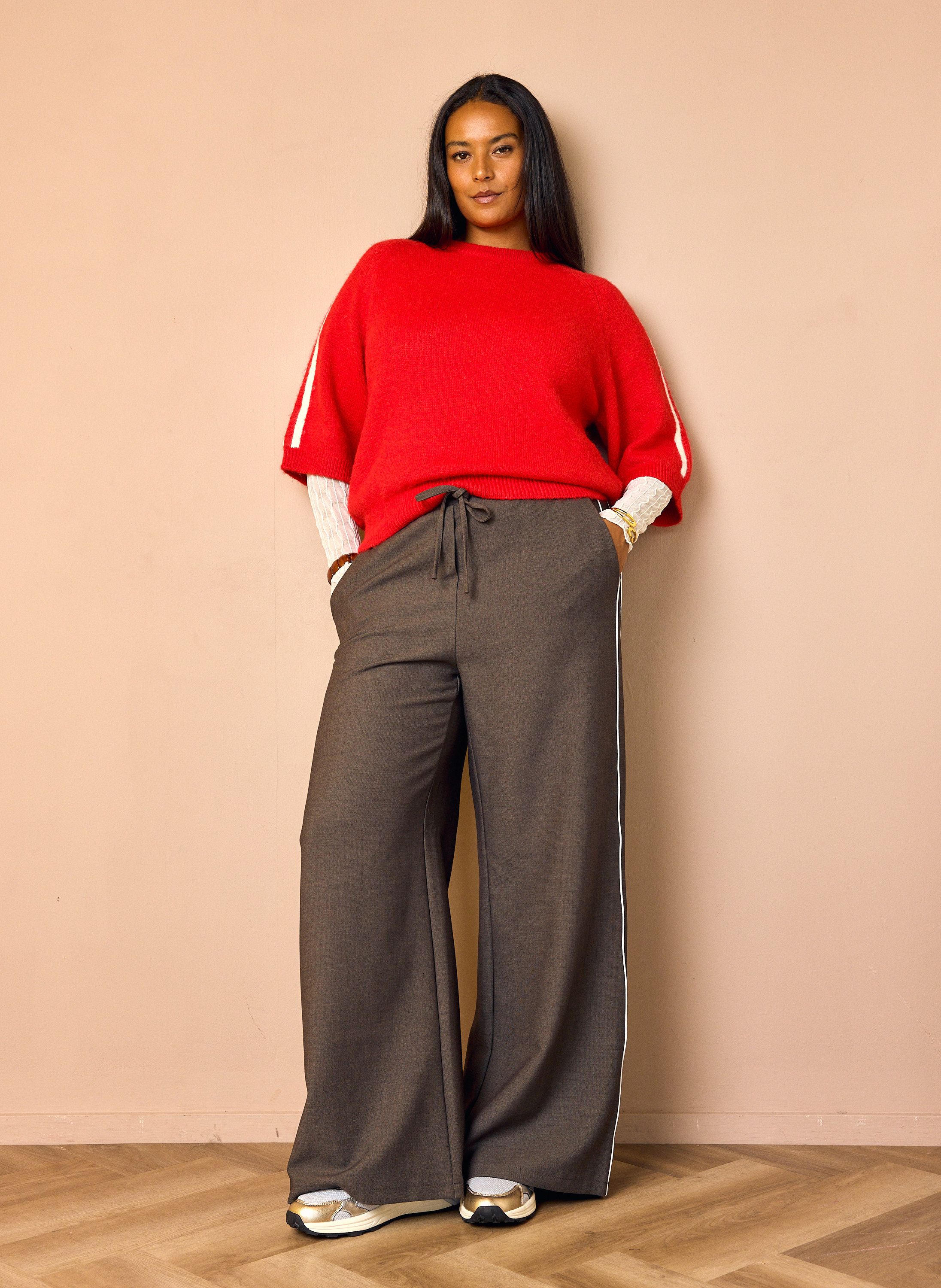 Norah Wide fit broek | Bruin | L31 dark army 219401-580