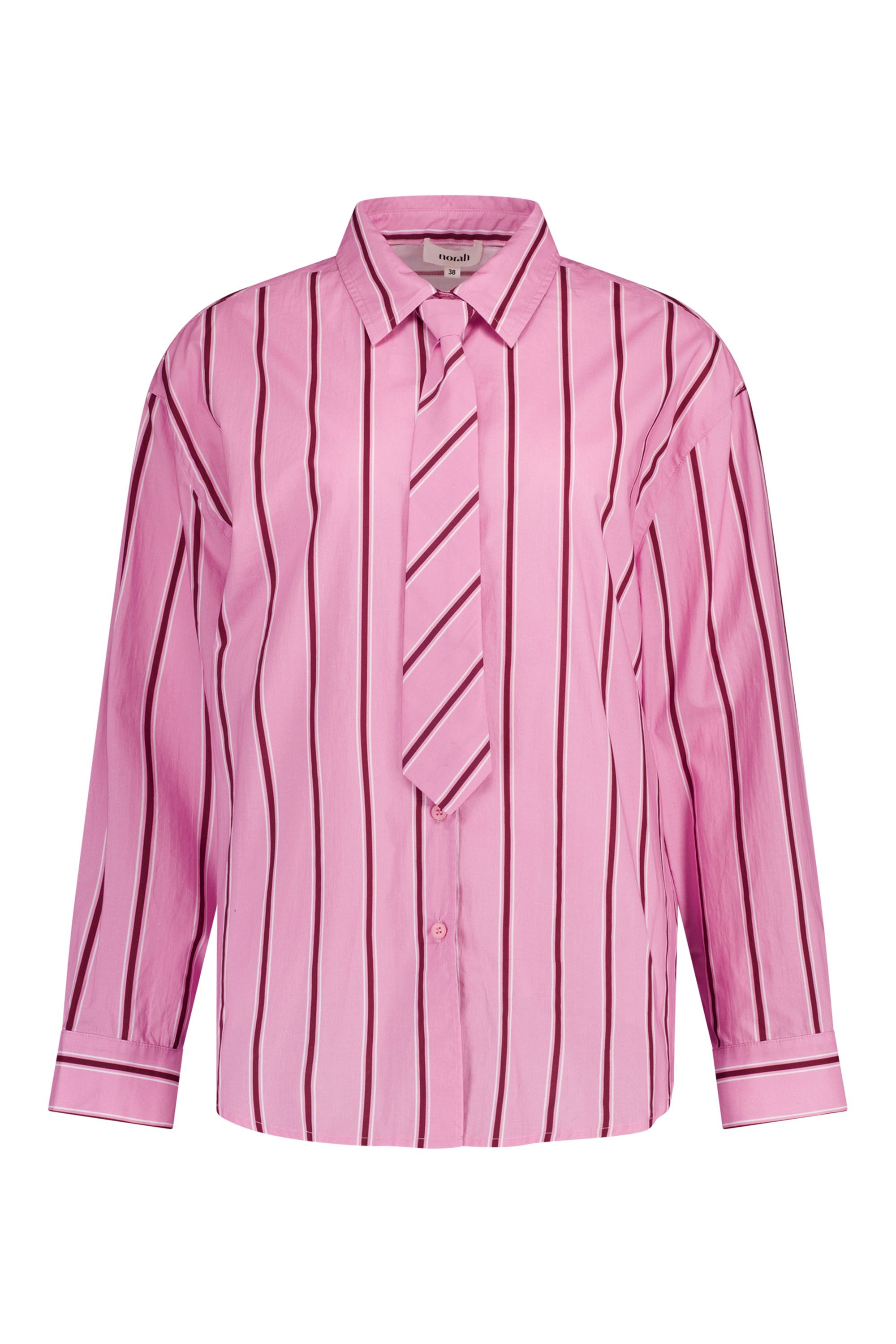 Norah Roze blouse met stropdas pink multicolor 219461-920