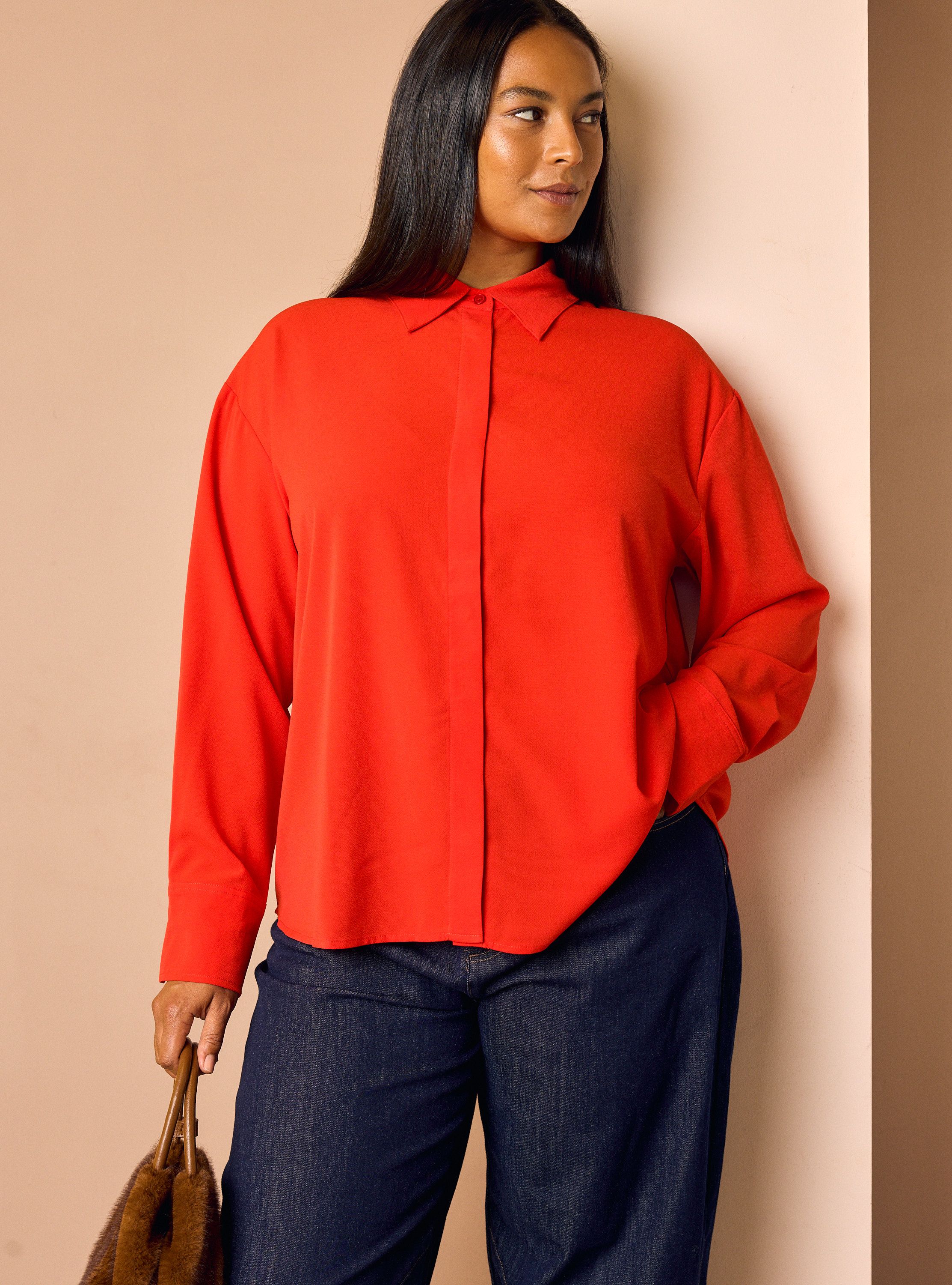 Norah Rode blouse met blinde knoopsluiting red 219463-600