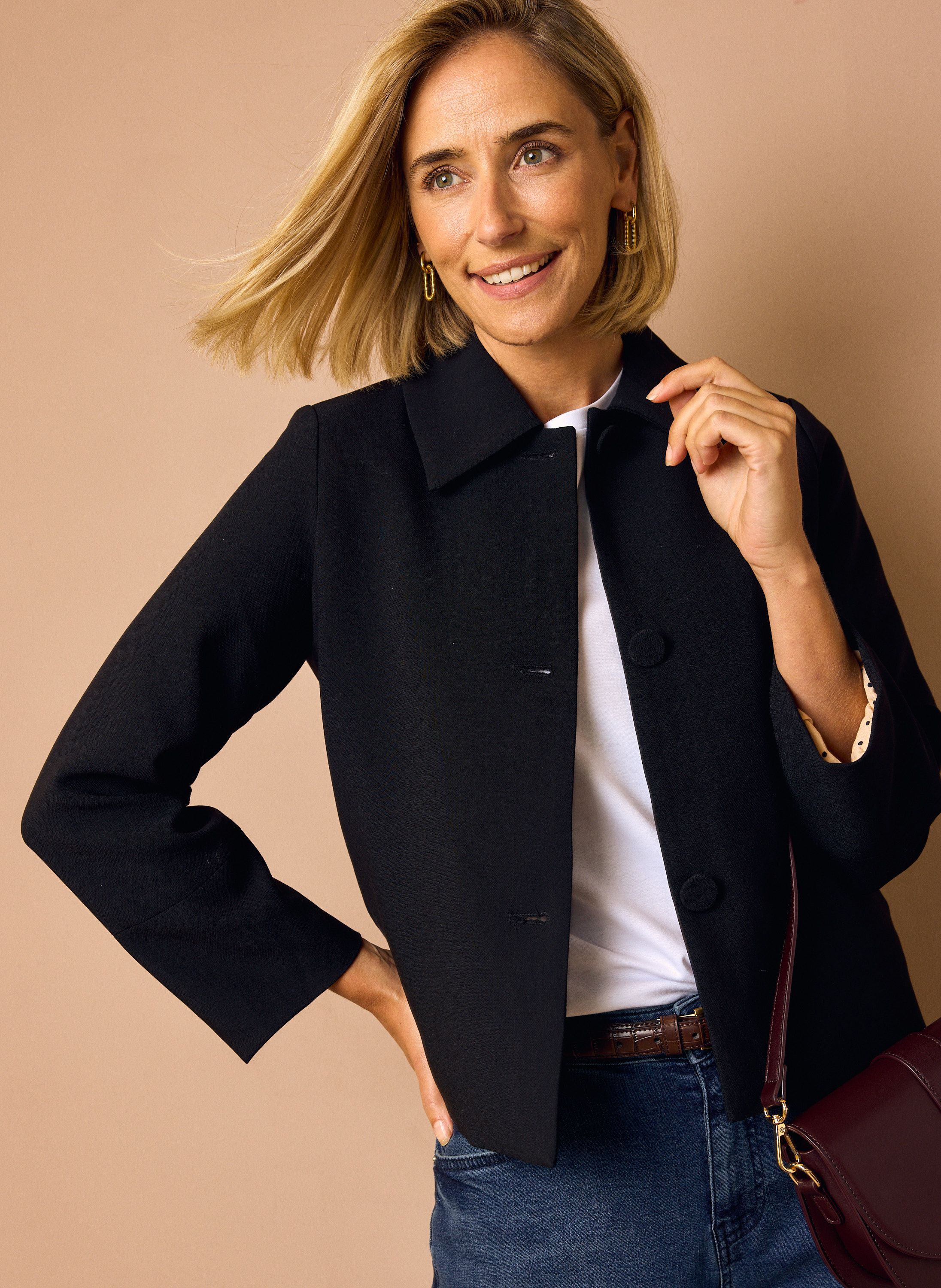 Norah Zwarte jas met klassieke kraag black 219466-001
