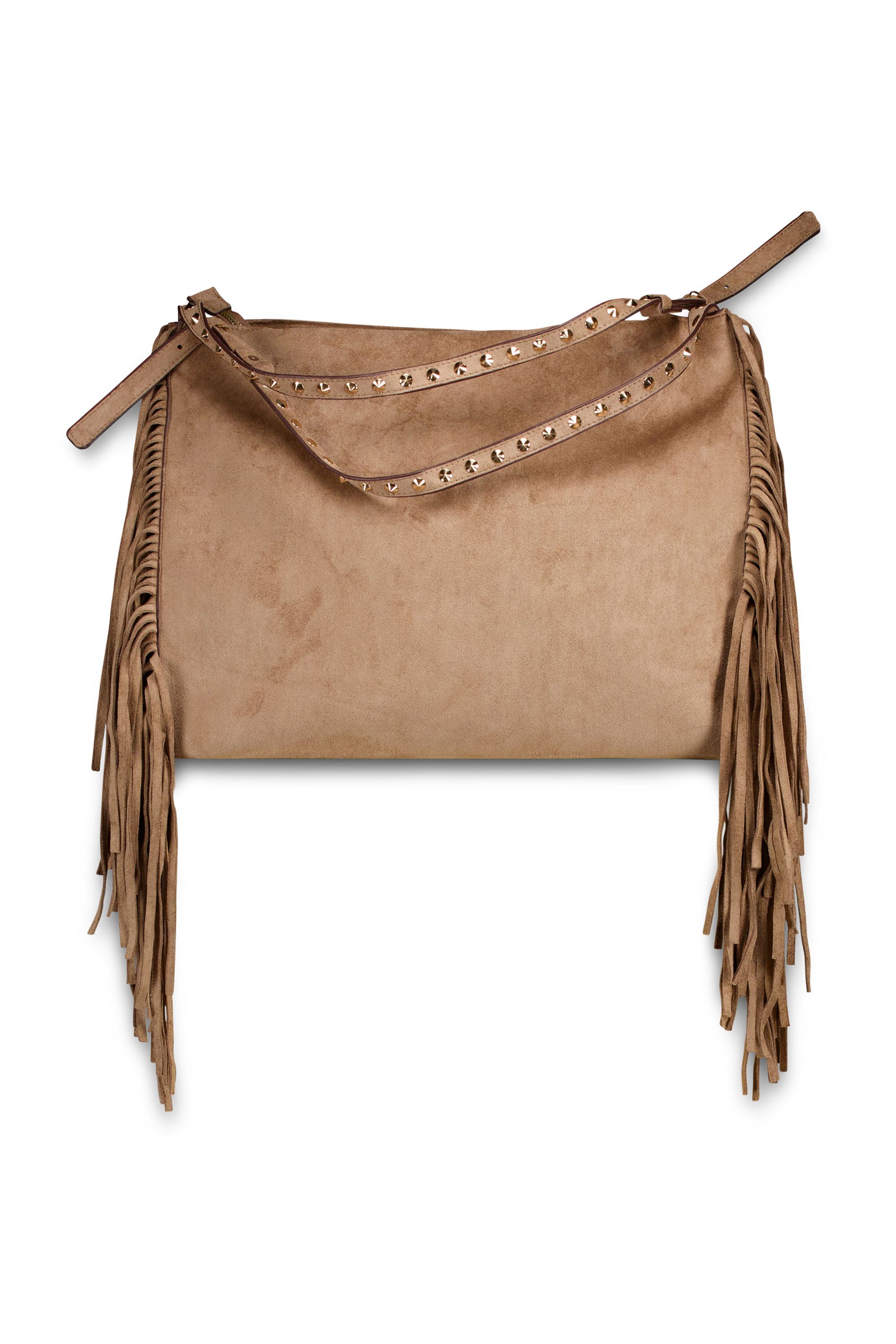 Norah Beige suèdine tas met franjes beige 219472-106