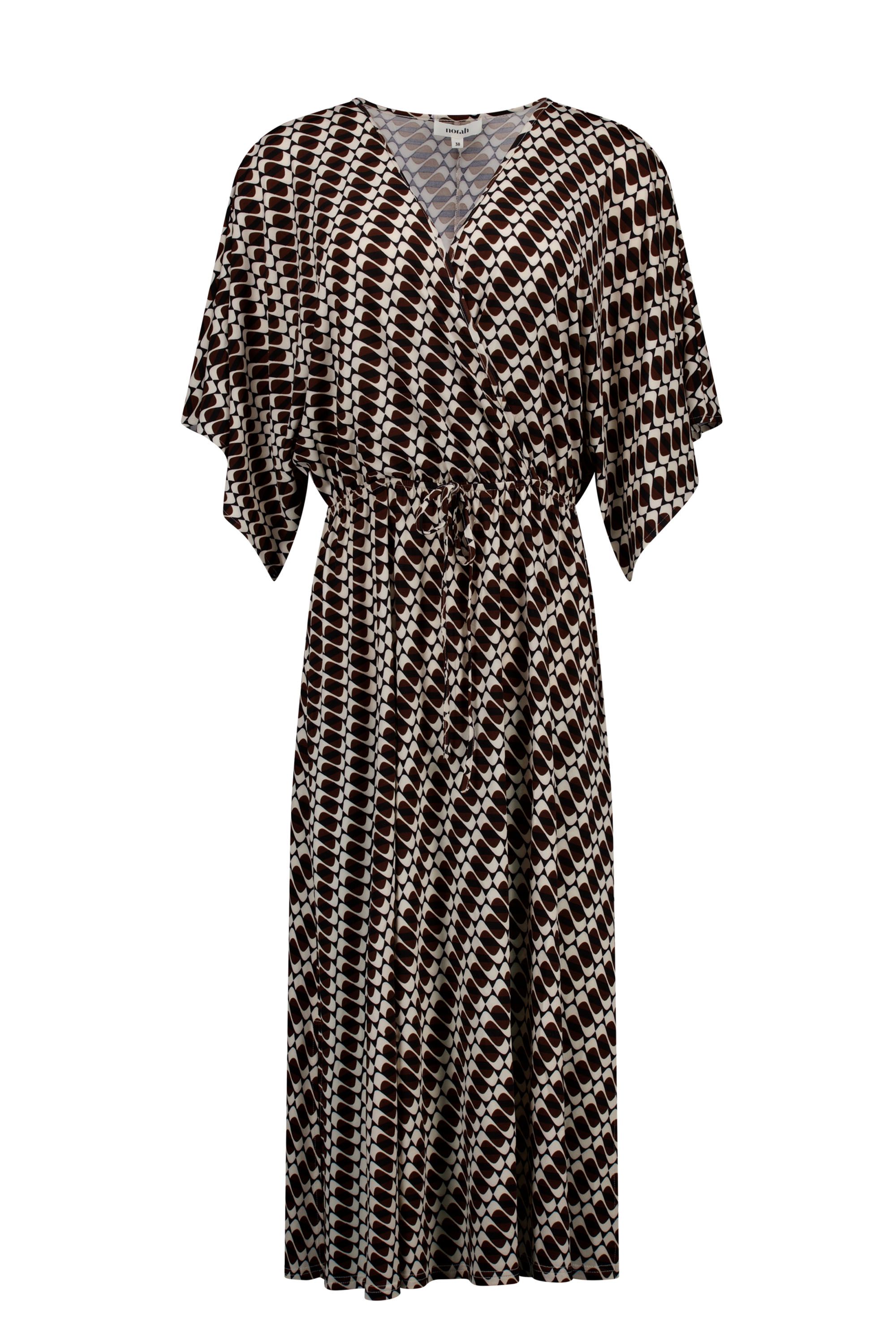 Norah Bruine maxi jurk met grafische print dark brown multicolor 219480-298