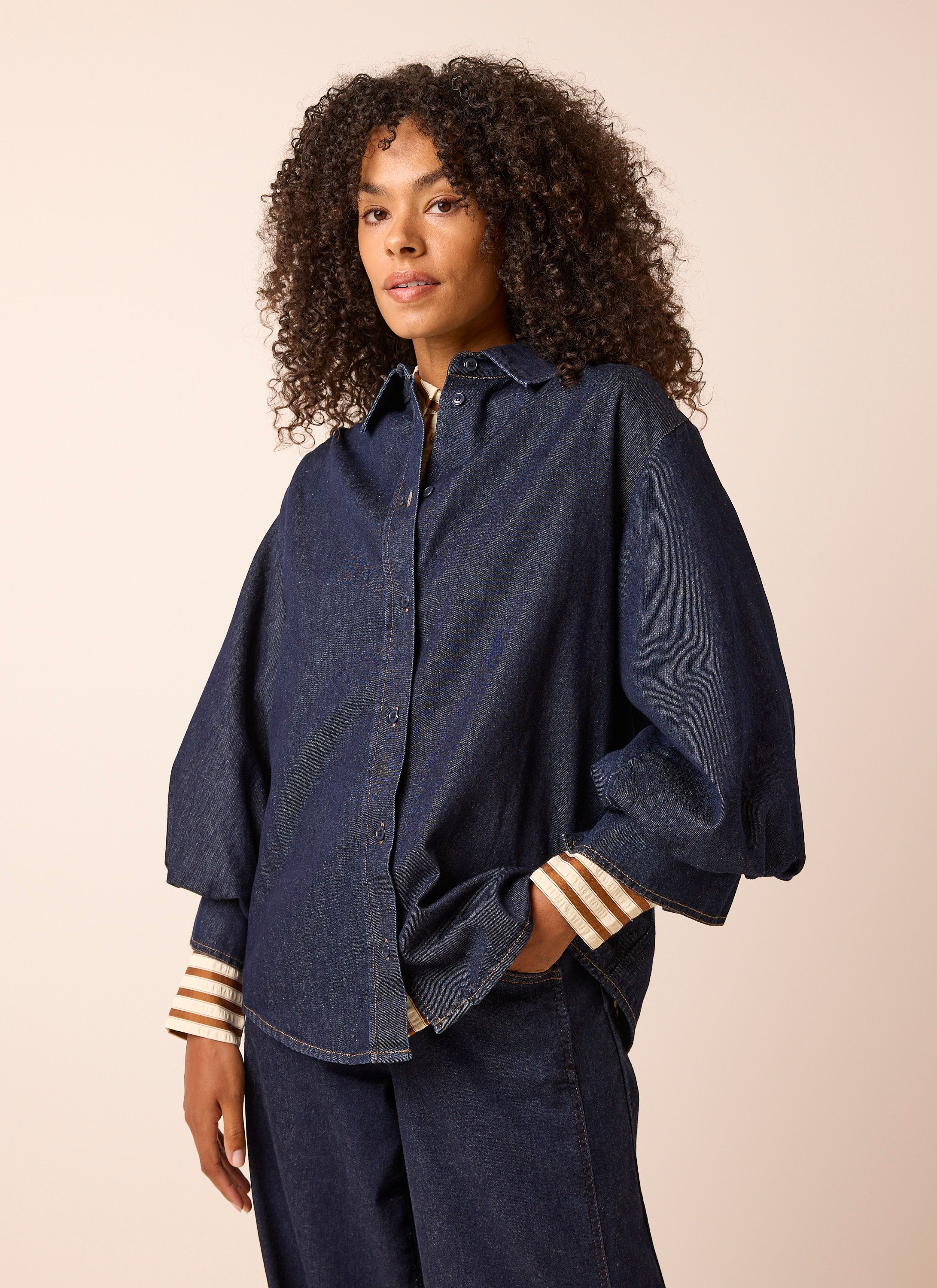 Norah Donkerblauwe denim blouse indigo denim 219488-484