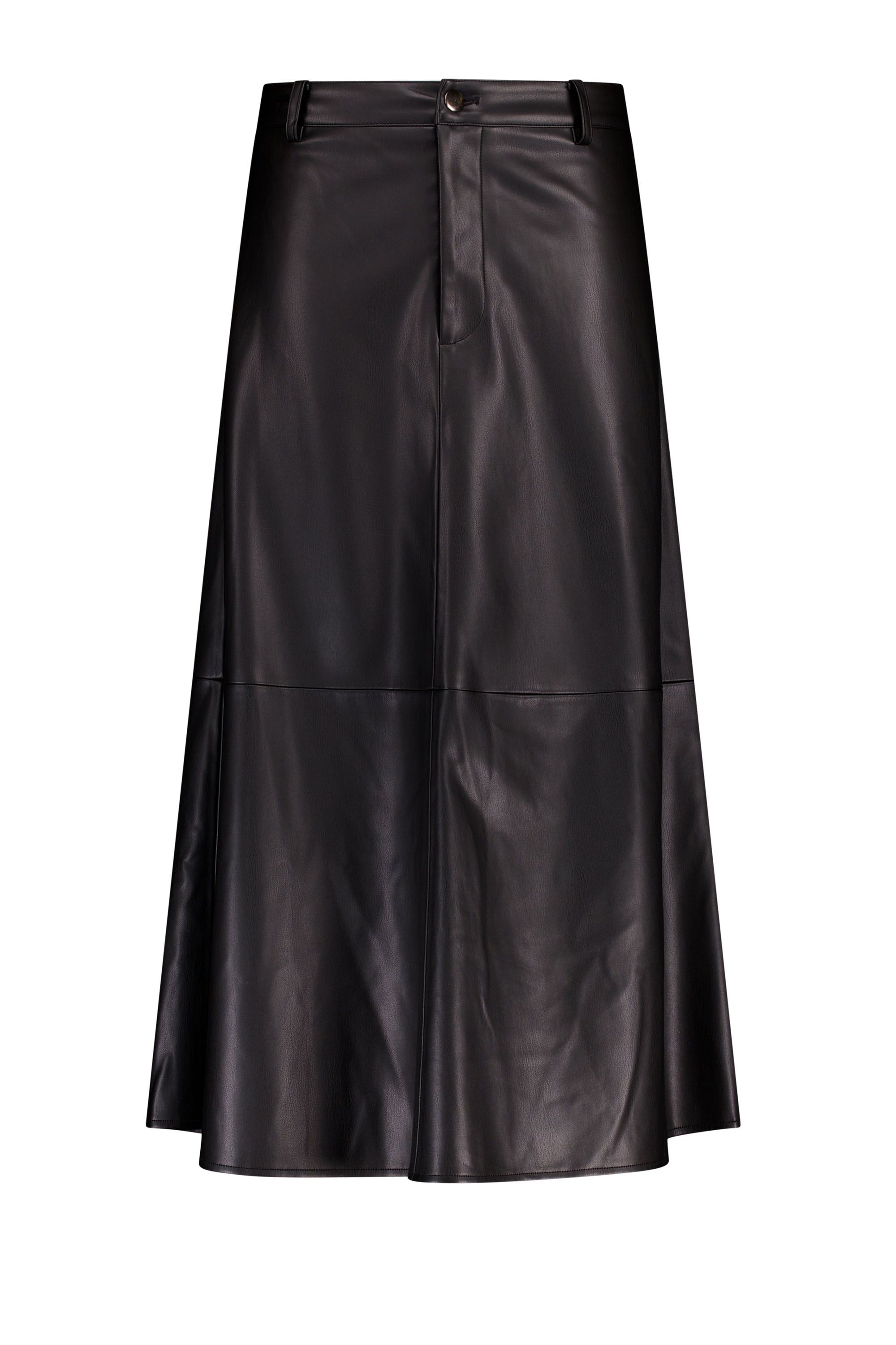 Norah Zwarte midi rok van imitatieleer black 219491-001
