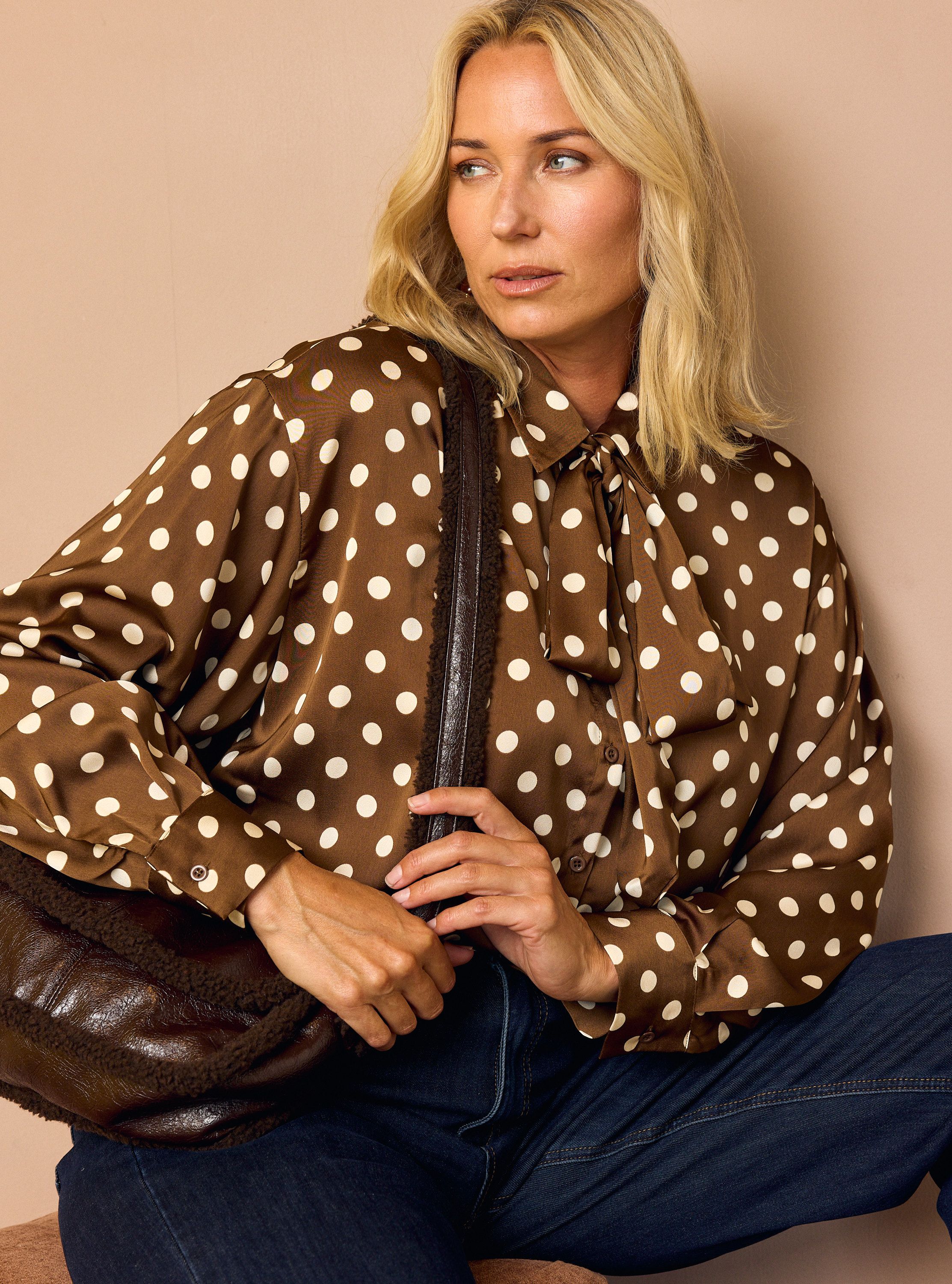 Norah Bruin/ecru polkadot blouse brown/ecru 219492-241