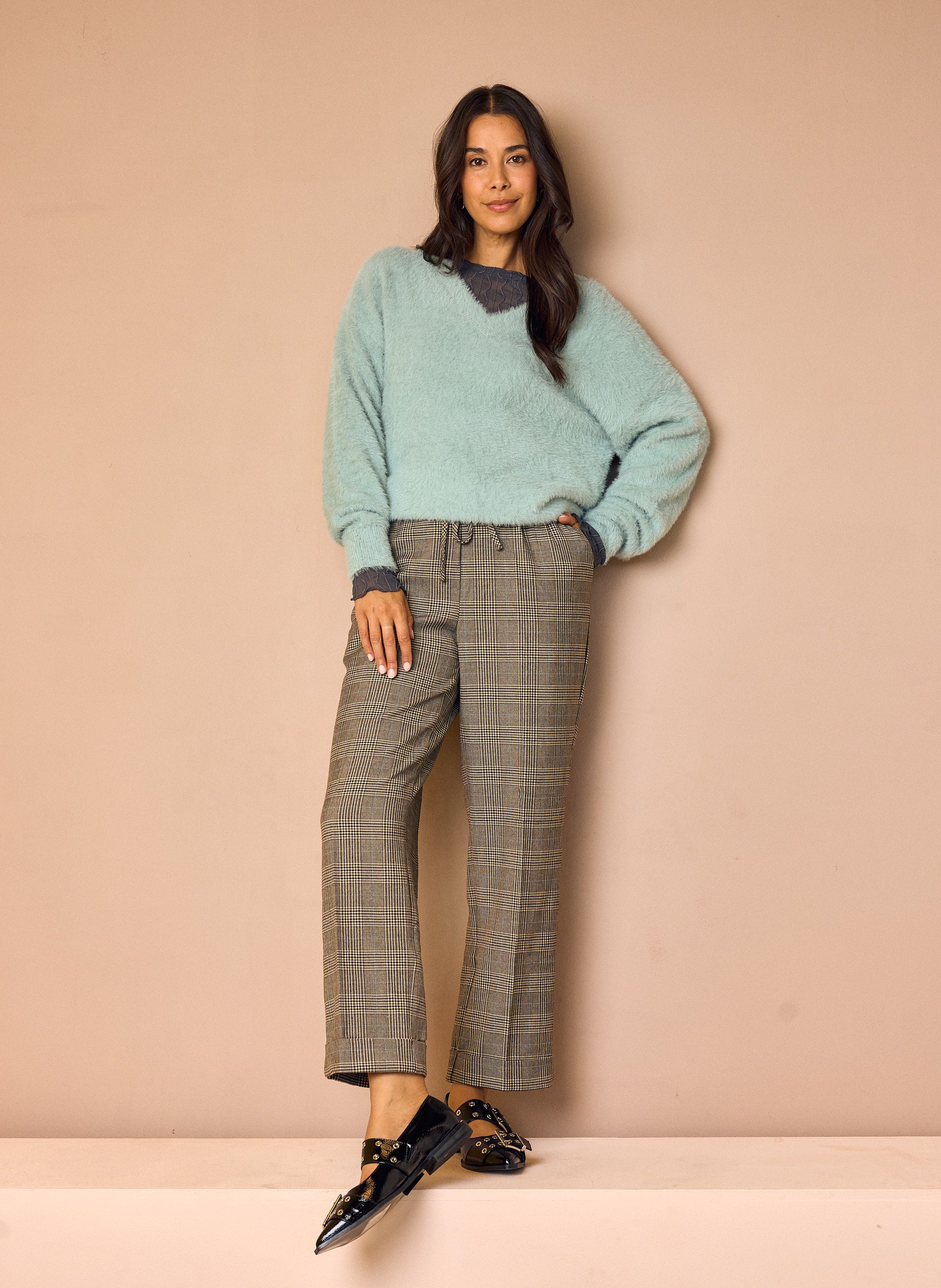 Norah Straight fit broek | Grijs brown multicolor 219495-220