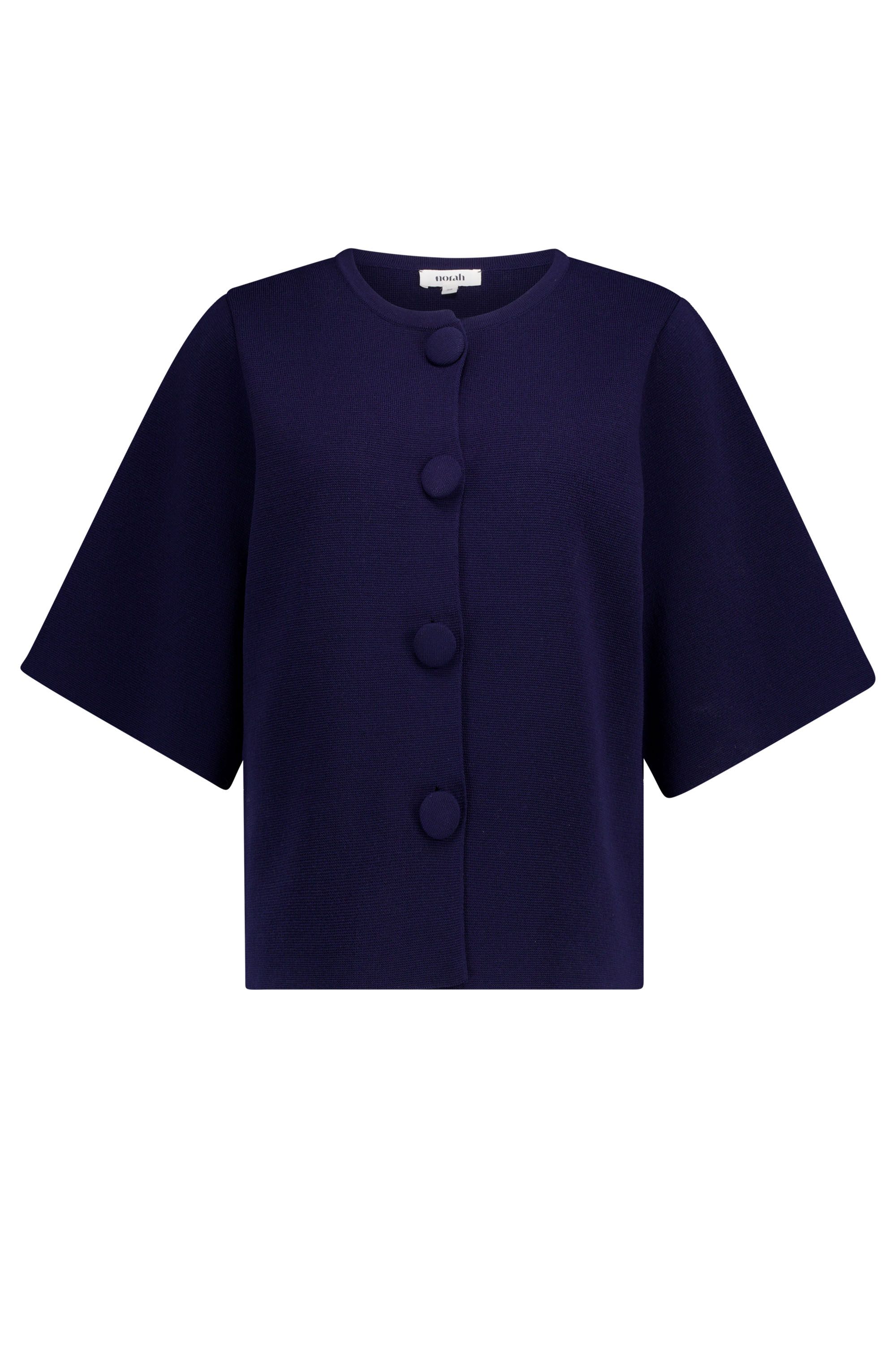 Norah Donkerblauw fijngebreid vest denim blue 219501-472