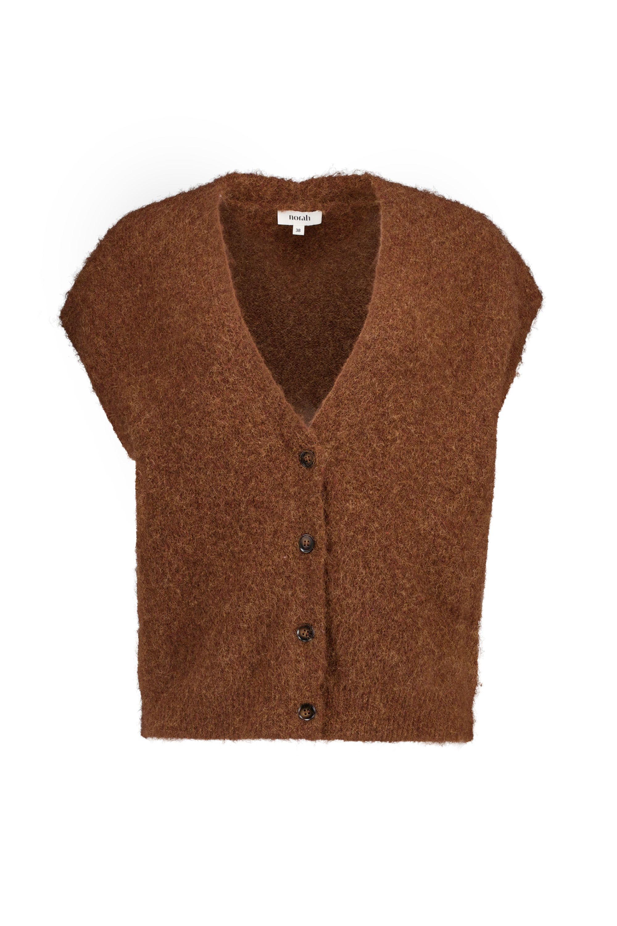 Norah Bruin gebreid gilet chocolate 219503-290