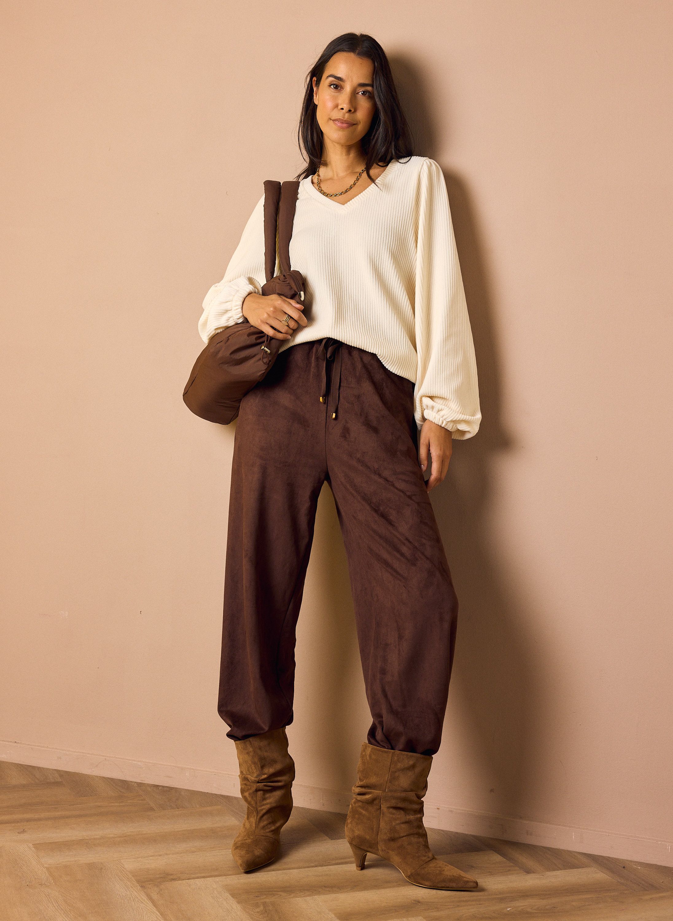 Norah Balloon broek | Bruin | Suèdine dark brown 219504-299