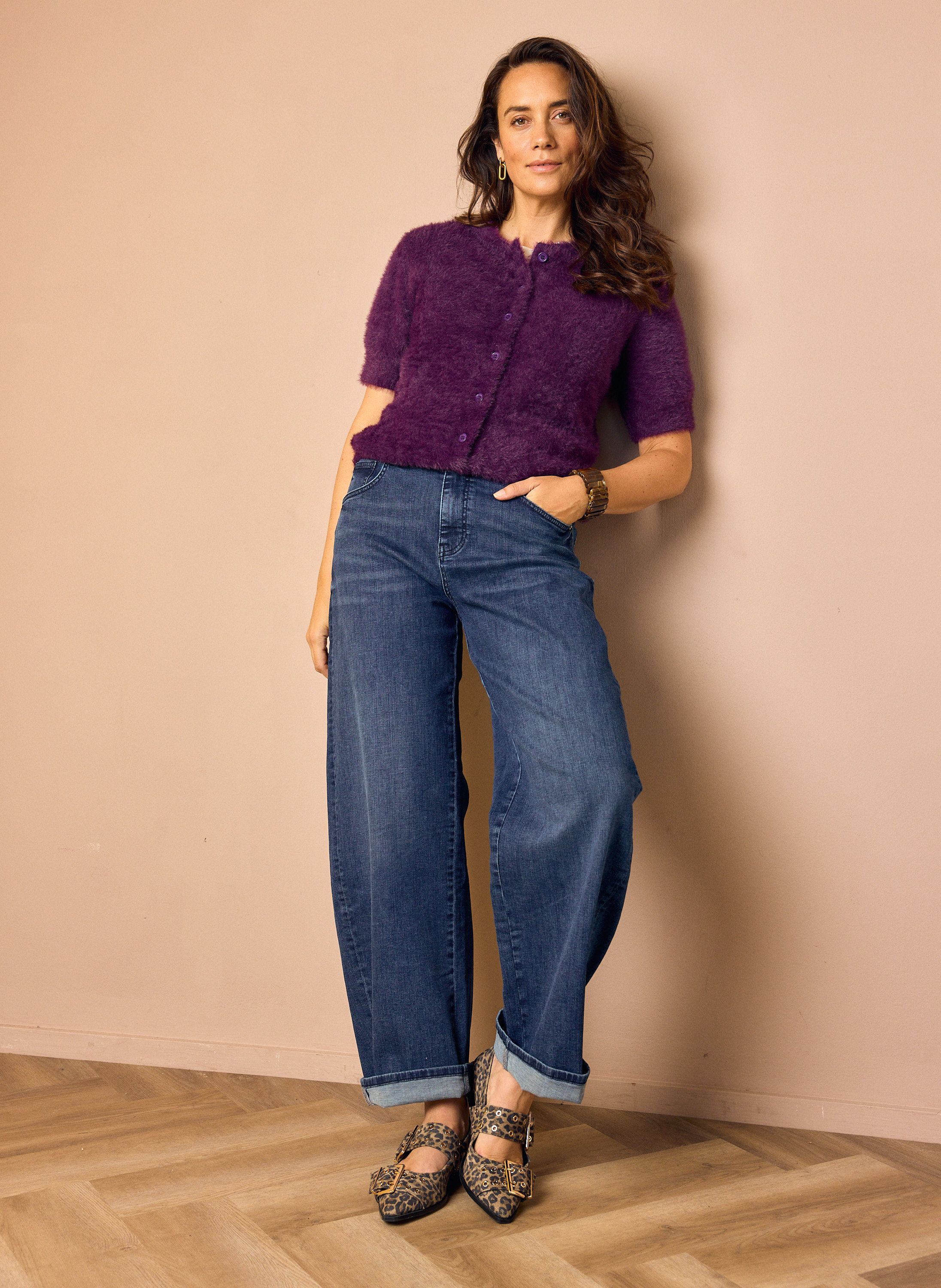 Norah Barrel jeans | Donkerblauw | L32 dark denim 219506-480-46