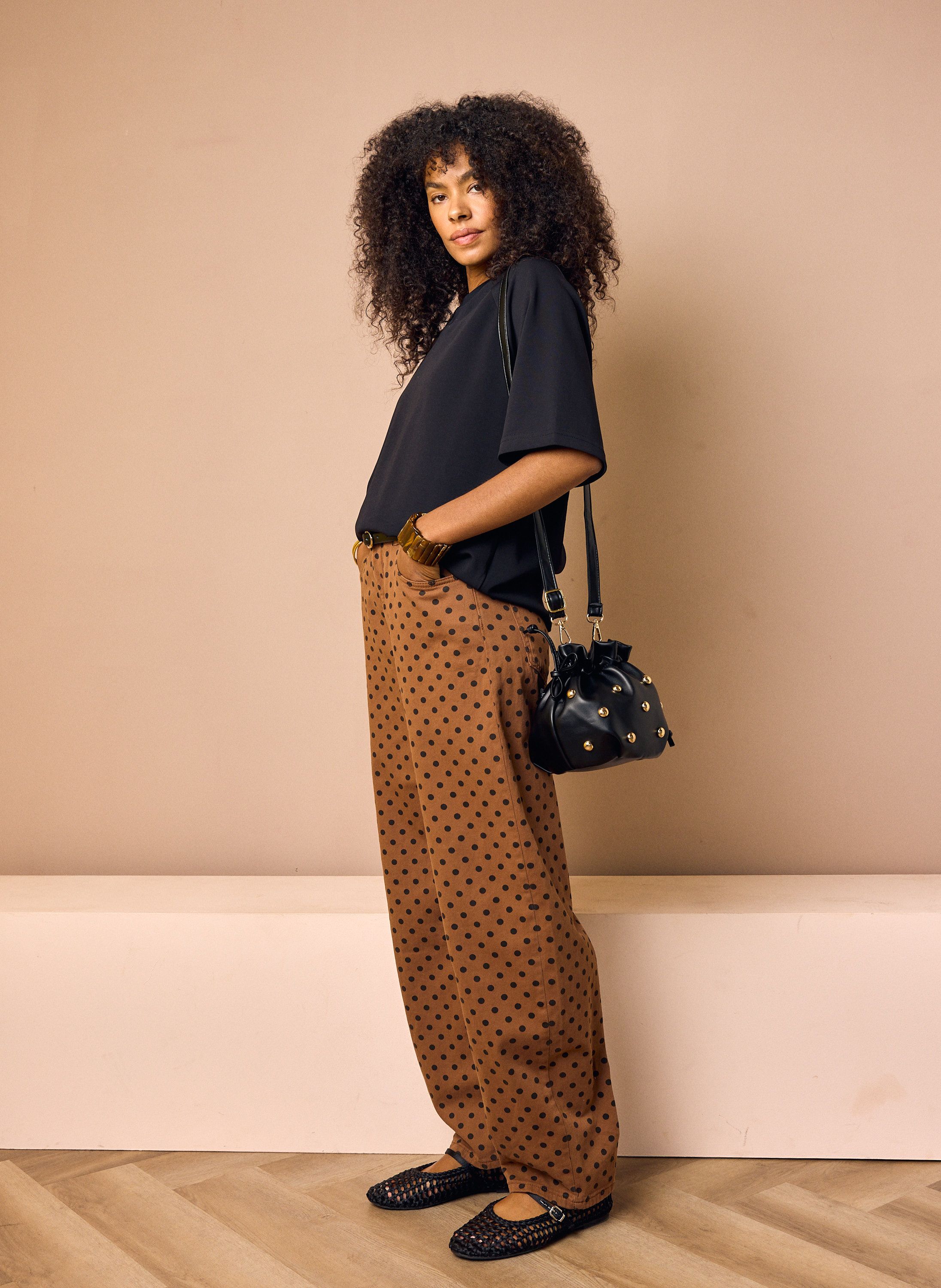 Norah Barrel jeans | Bruin | Polkadot brown/black 219508-230